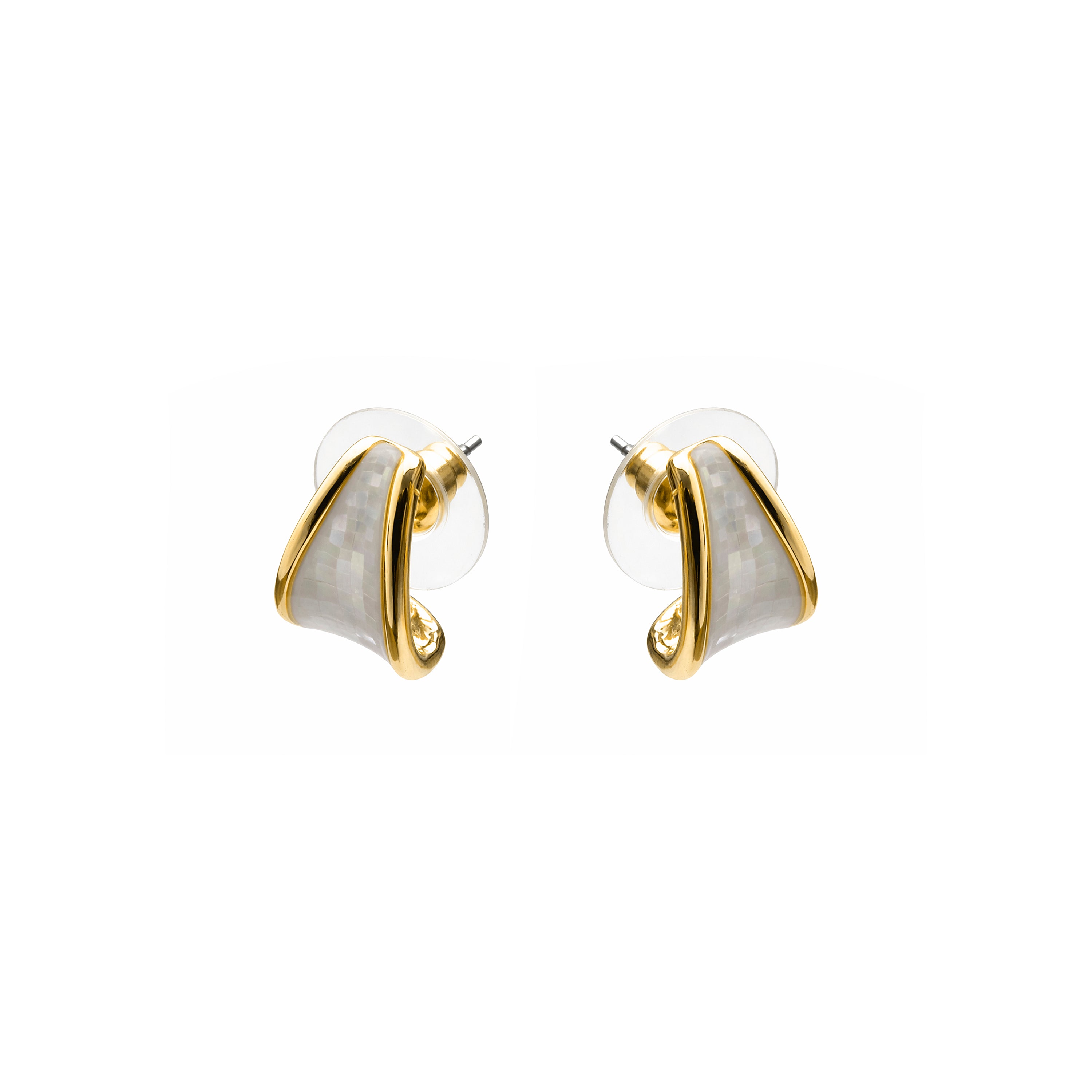 Pendientes de Madreperla Blanca acabado en oro amarillo de 18k - Lilu