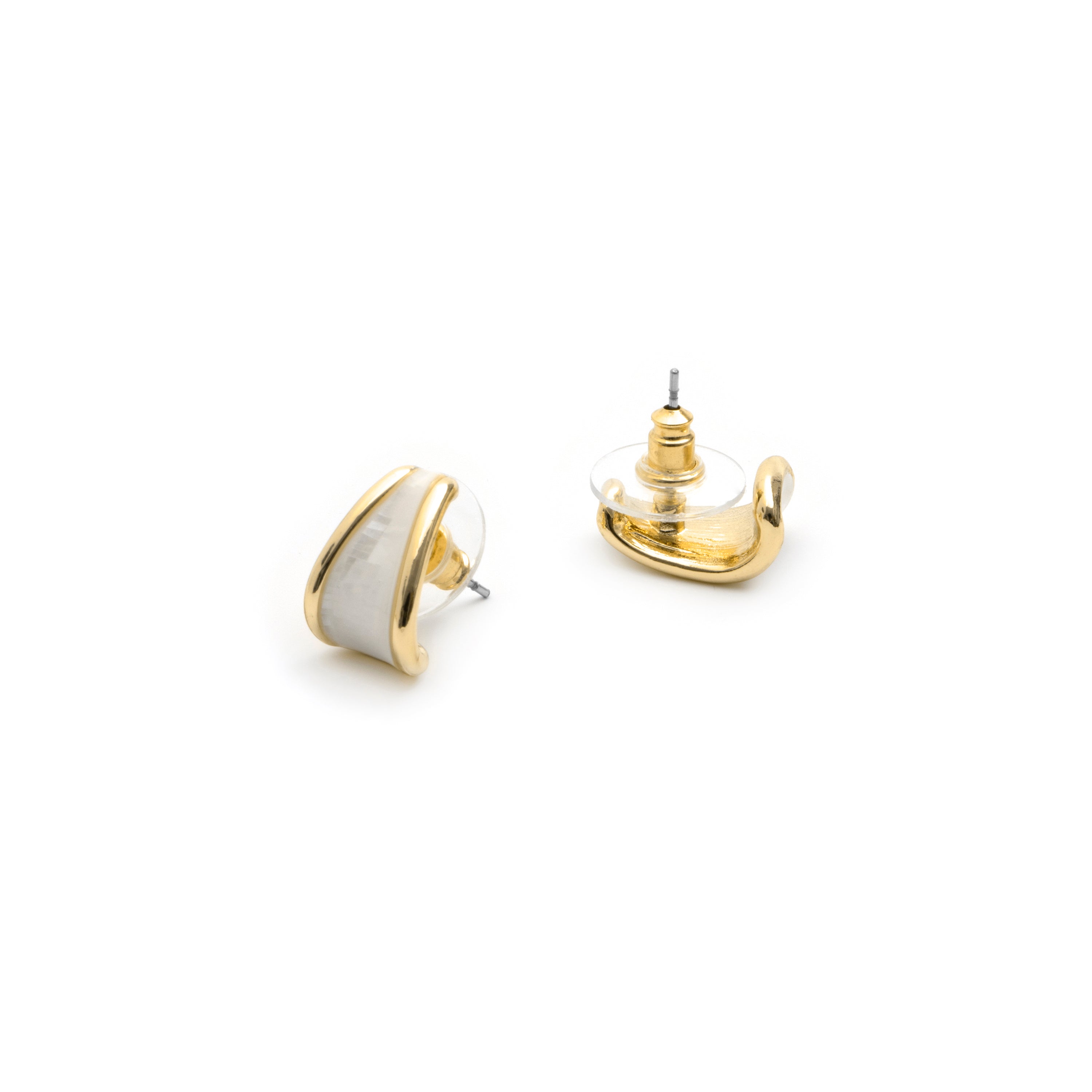Pendientes de Madreperla Blanca acabado en oro amarillo de 18k - Lilu