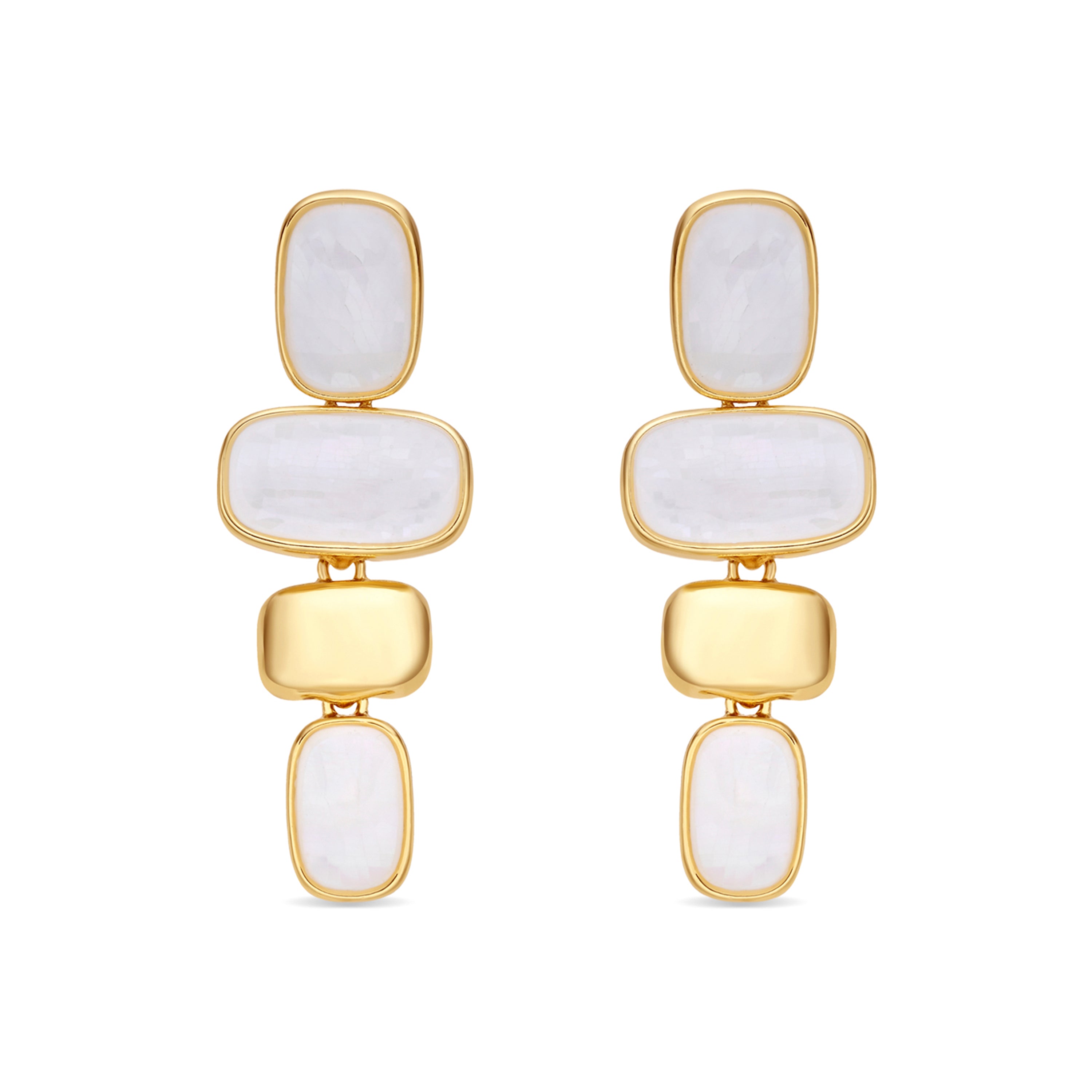 Boucles d'oreilles en nacre blanche finition or jaune 18 carats - Natha