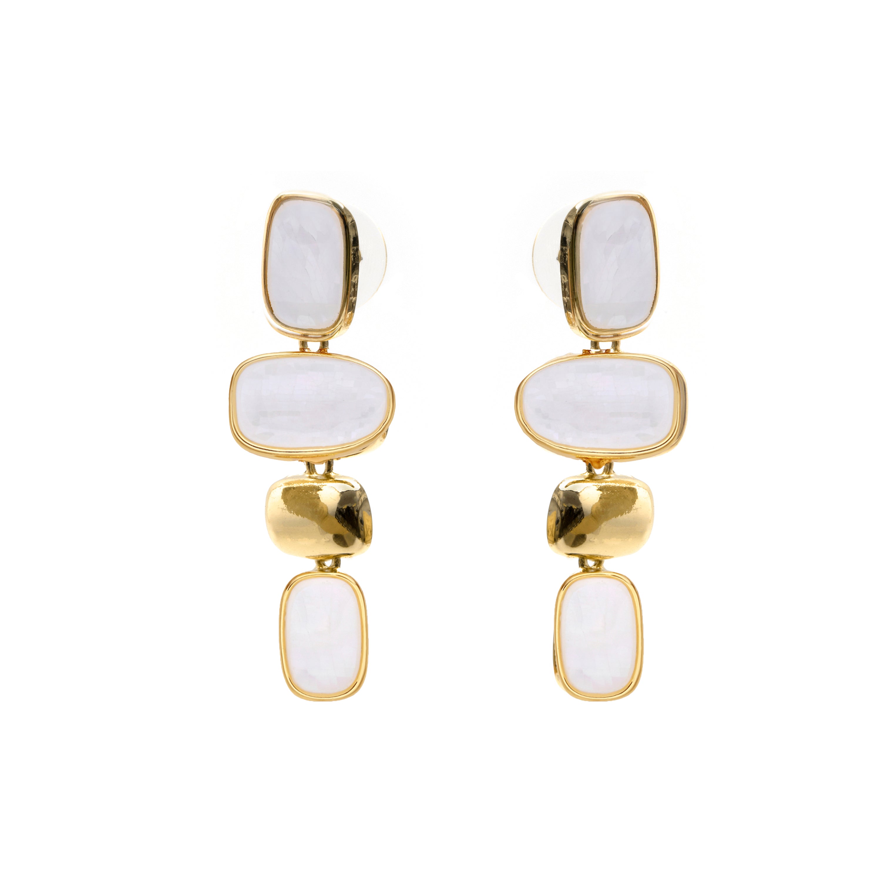 Boucles d'oreilles en nacre blanche finition or jaune 18 carats - Natha