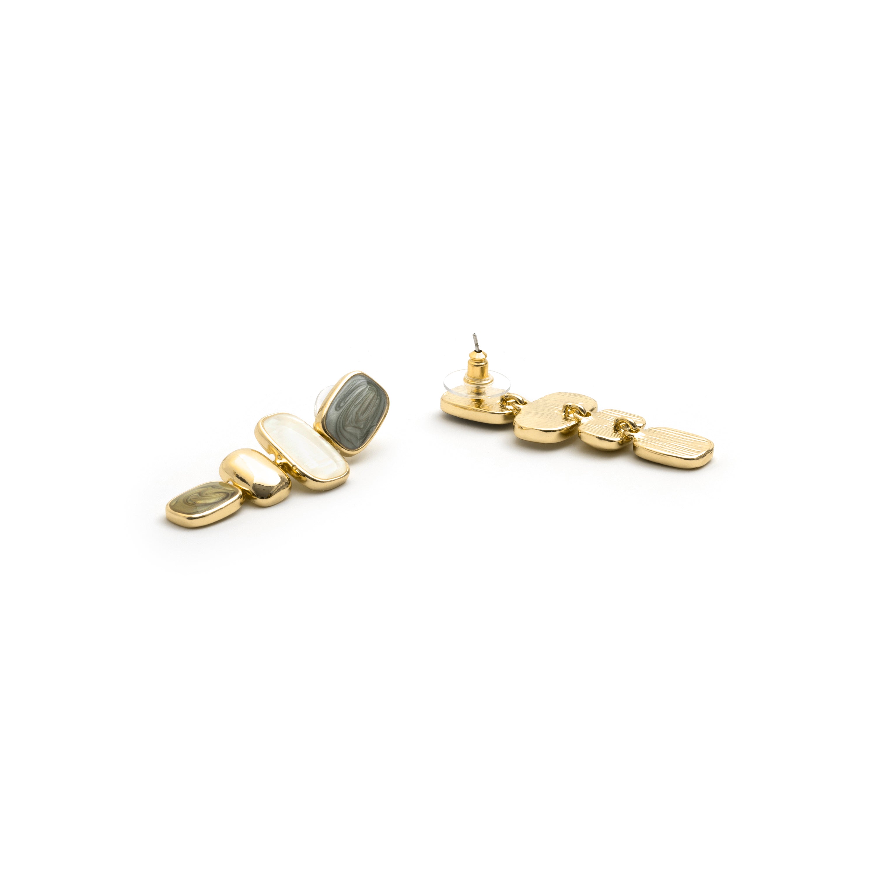 Boucles d'oreilles en nacre blanche finition or jaune 18 carats - Natha