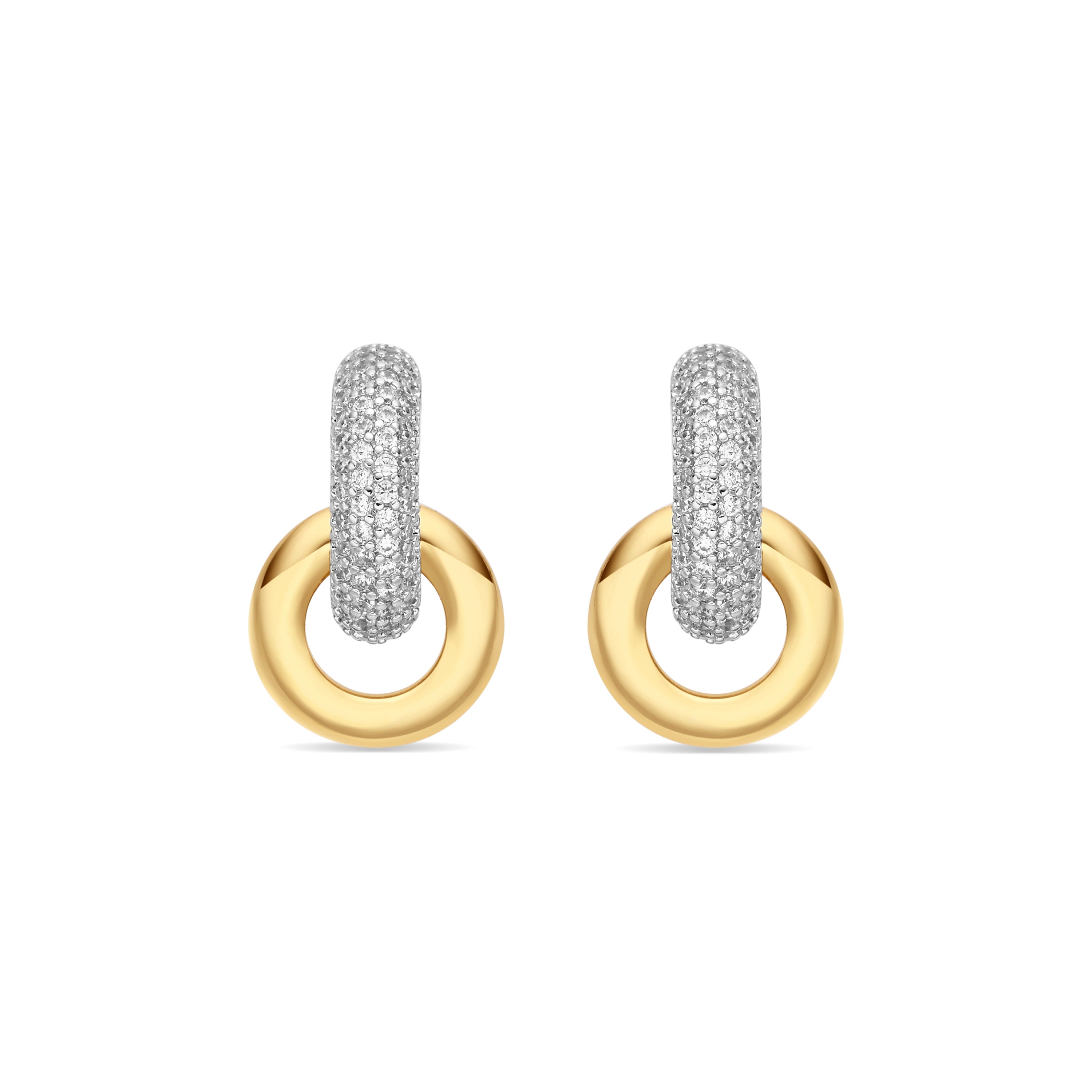 Brincos de Zircónia Brilhante com acabamento em ouro amarelo 18k - Lepua