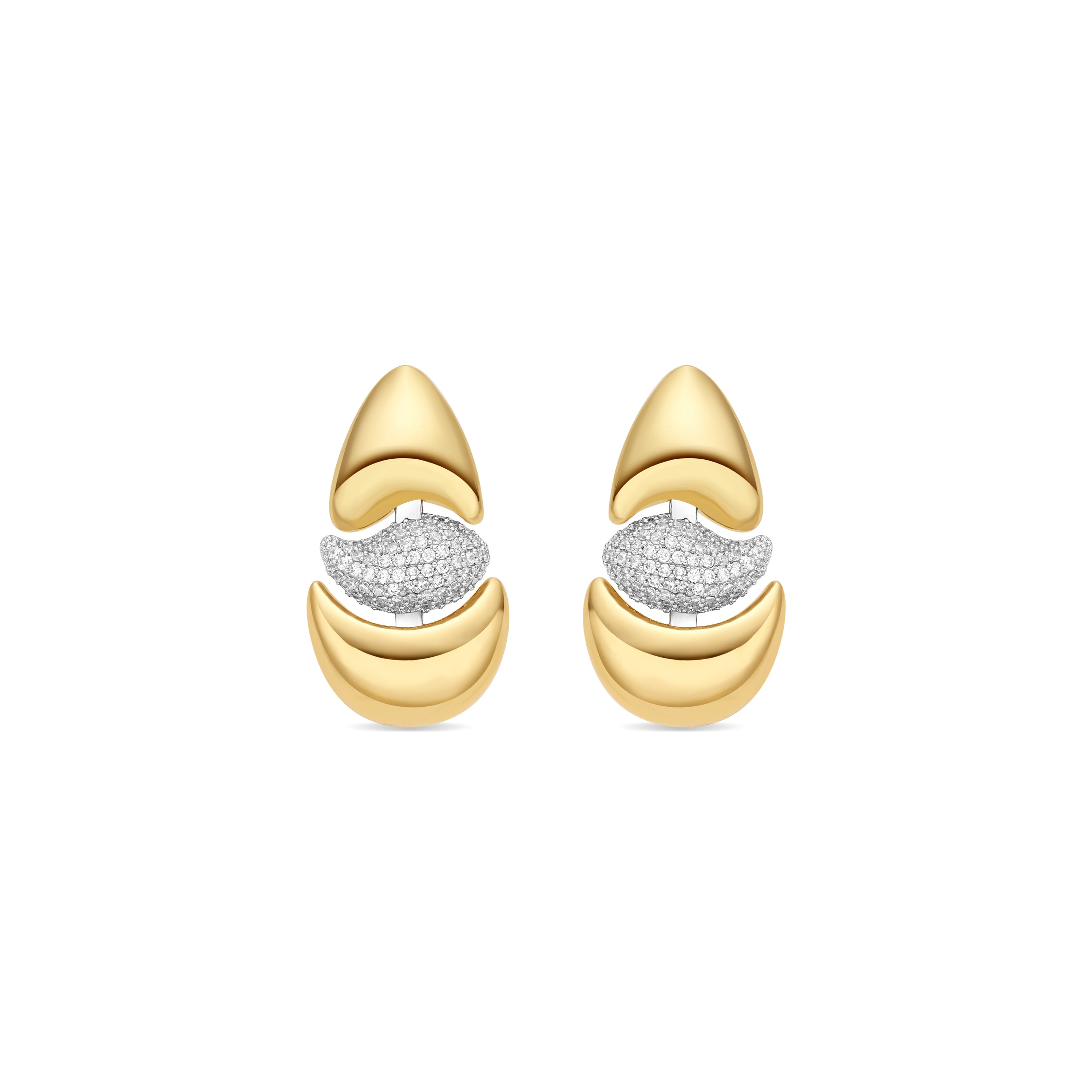 Brincos de Zircónia Brilhante com acabamento em ouro amarelo 18k - Atlin