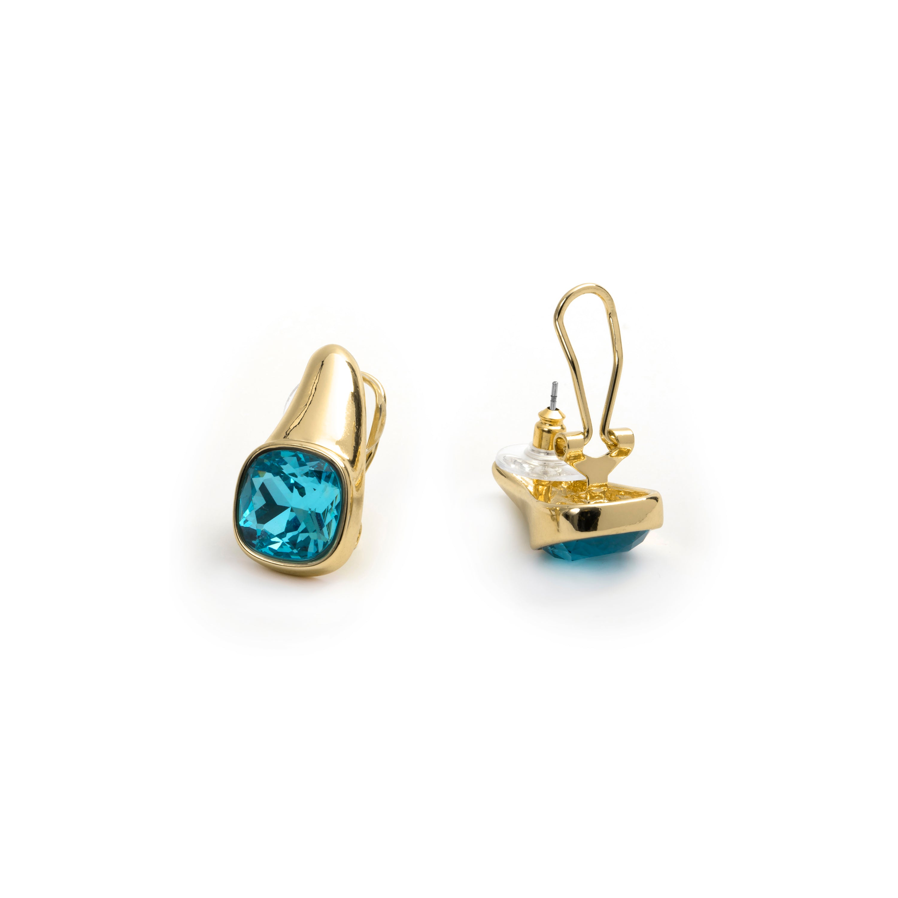 Blue Crystal Earrings finished in 18k Yellow Gold - Ione