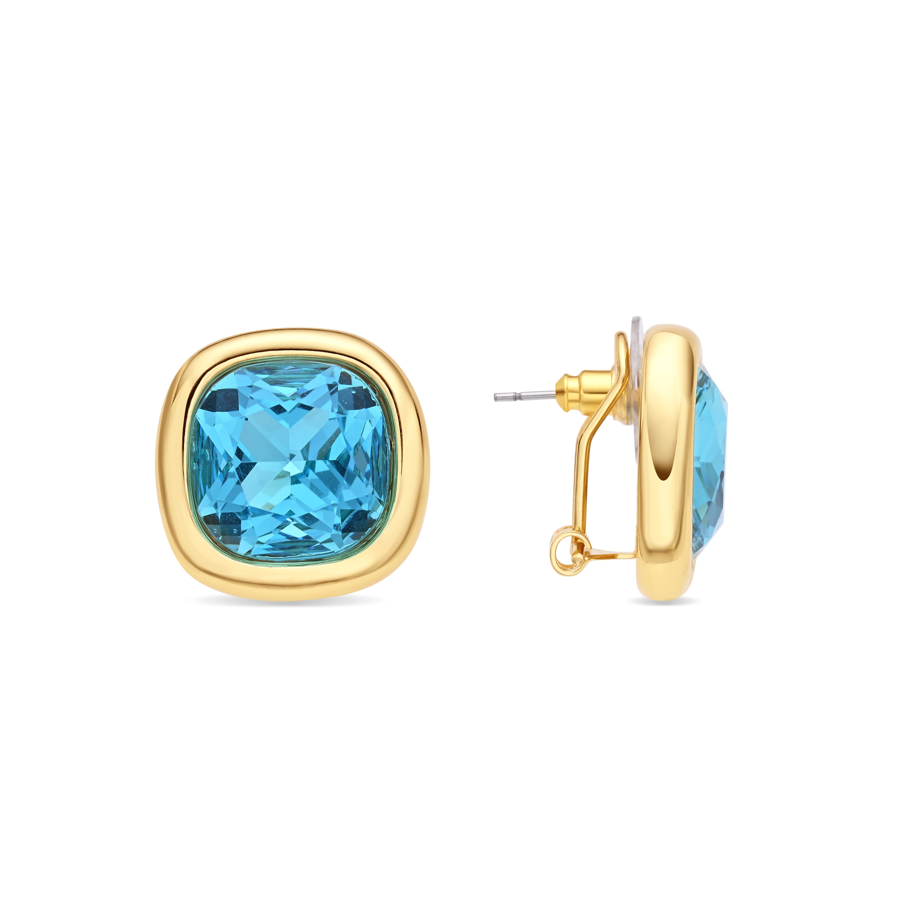 Pendientes de Cristal Azul acabado en oro amarillo de 18k - Casis