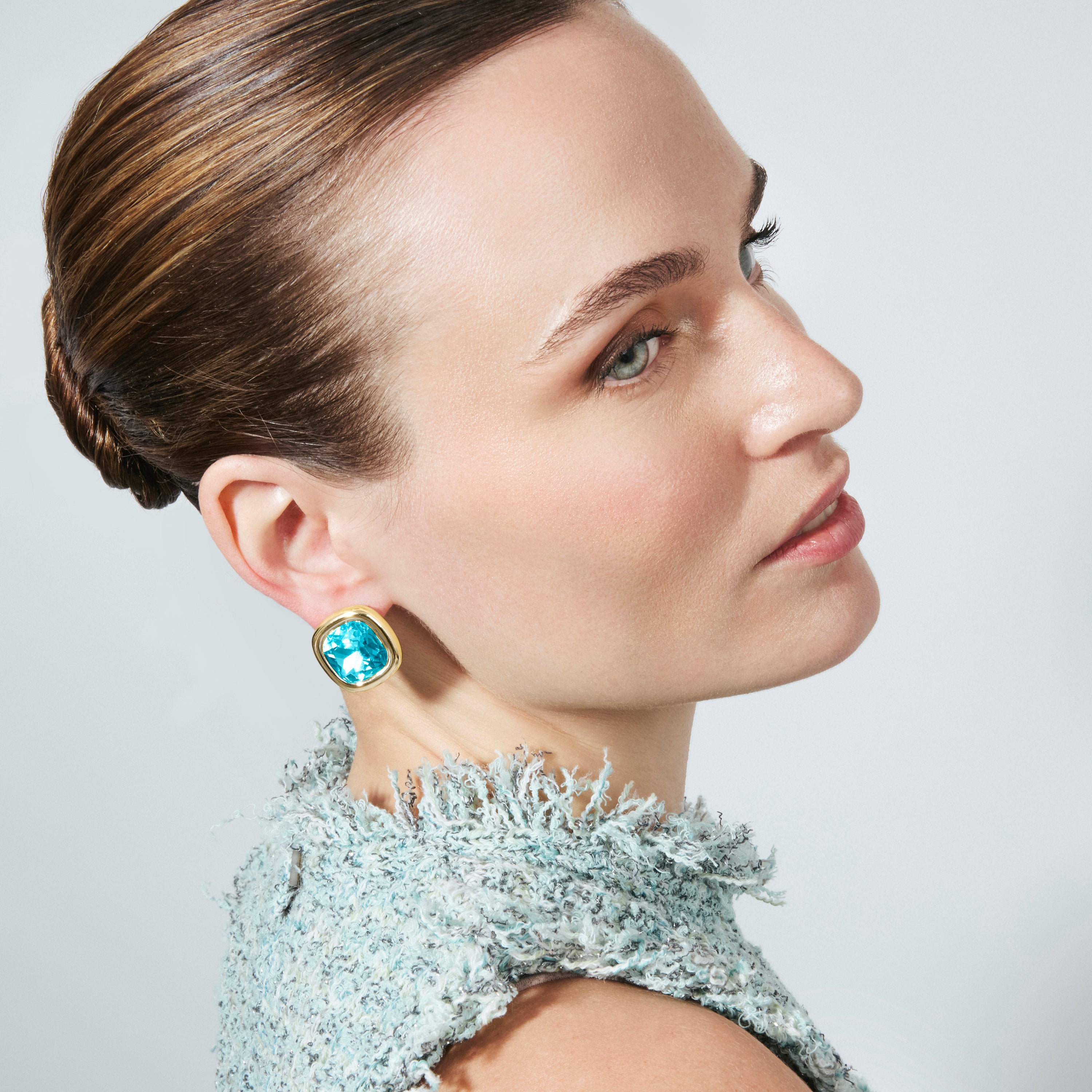 Pendientes de Cristal Azul acabado en oro amarillo de 18k - Casis