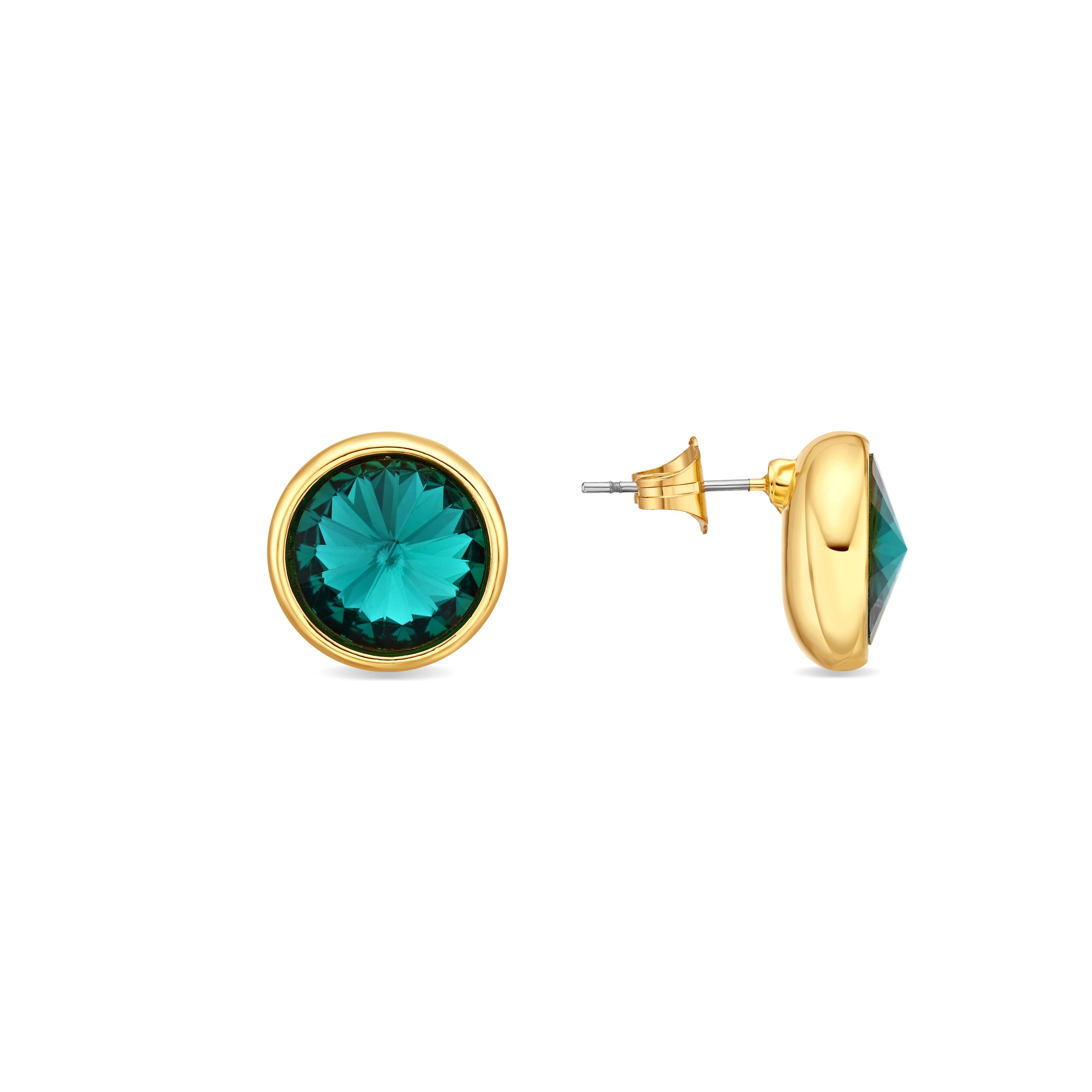 Pendientes de Cristal Verde acabado en oro amarillo de 18k - Ness