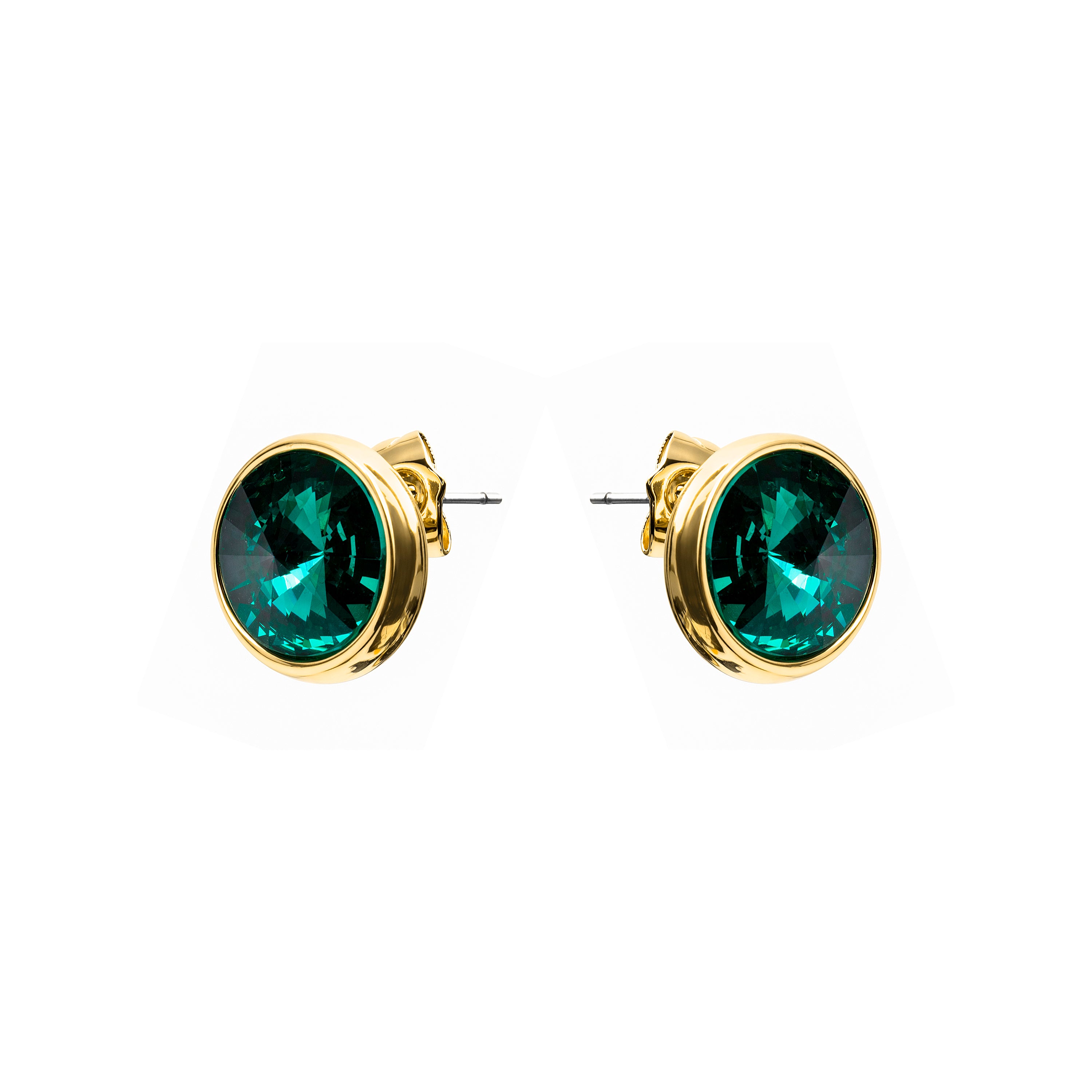 Pendientes de Cristal Verde acabado en oro amarillo de 18k - Ness