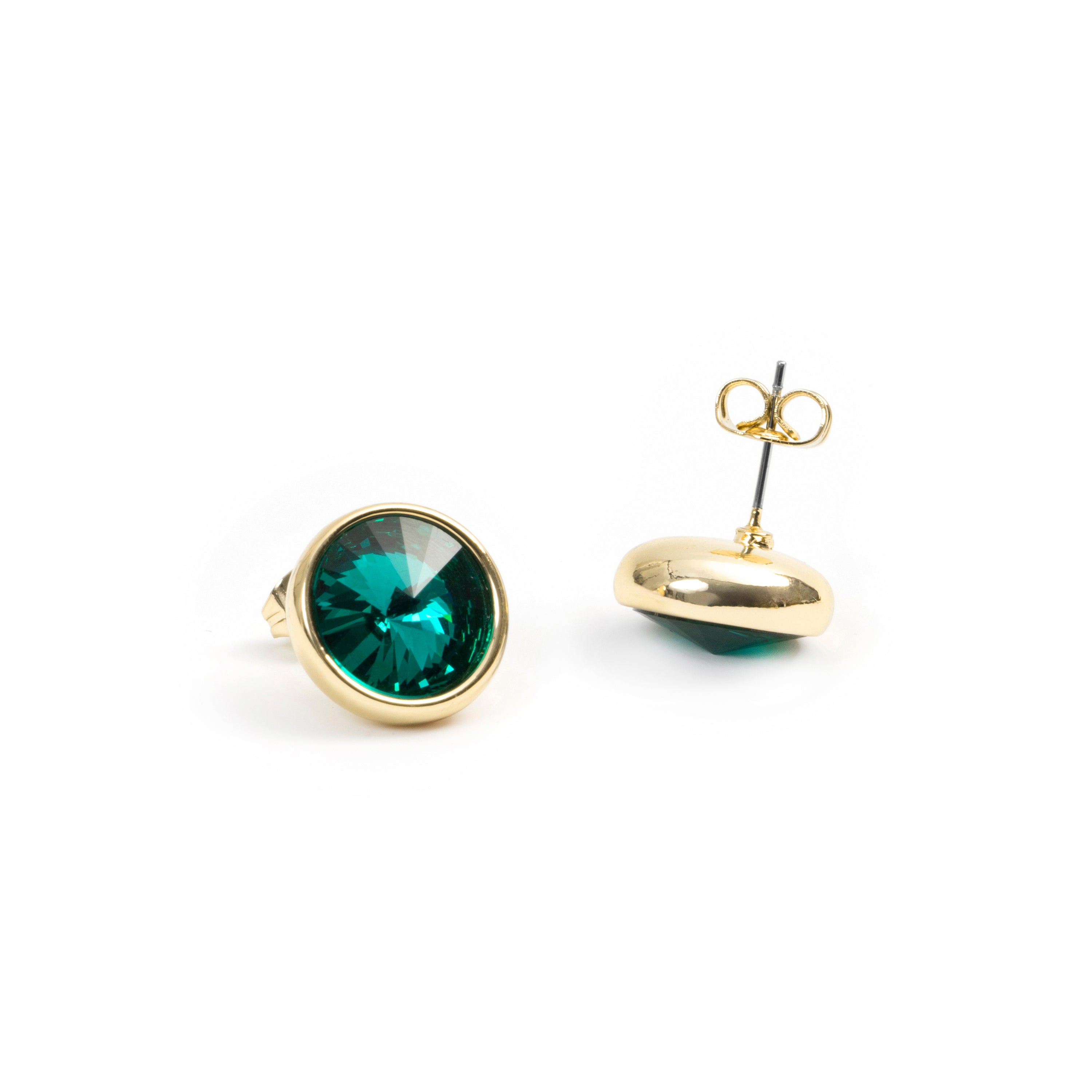 Pendientes de Cristal Verde acabado en oro amarillo de 18k - Ness