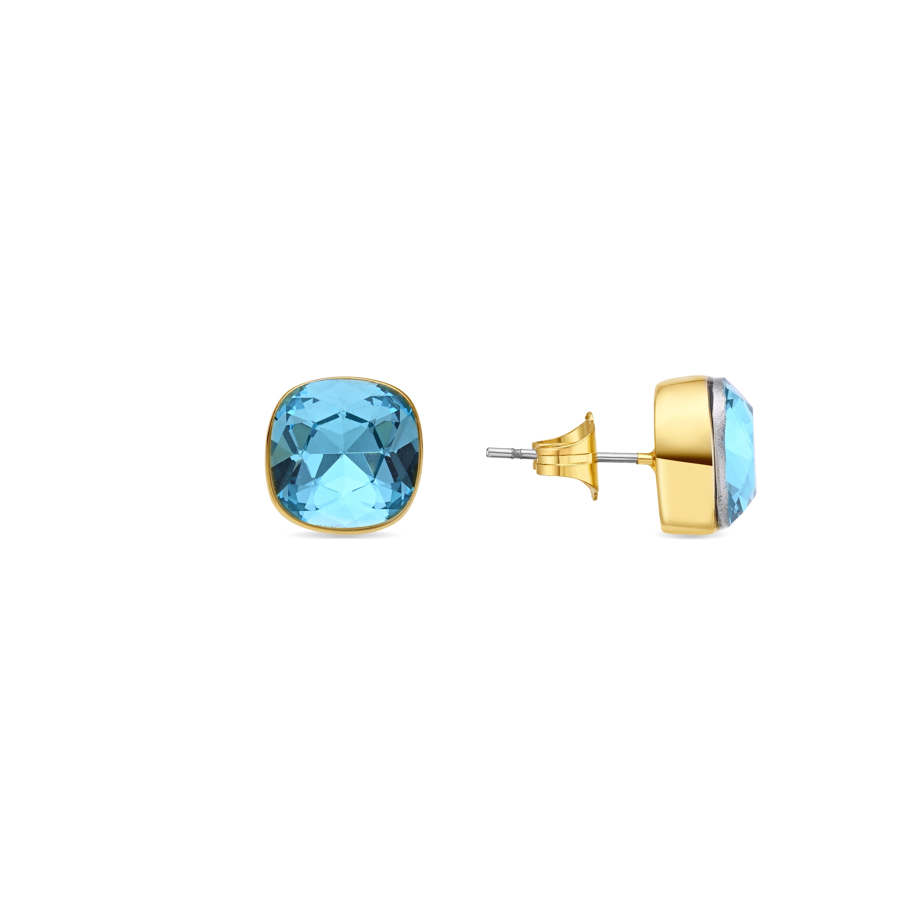 Pendientes de Cristal Azul acabado en oro amarillo de 18k - Kibuki
