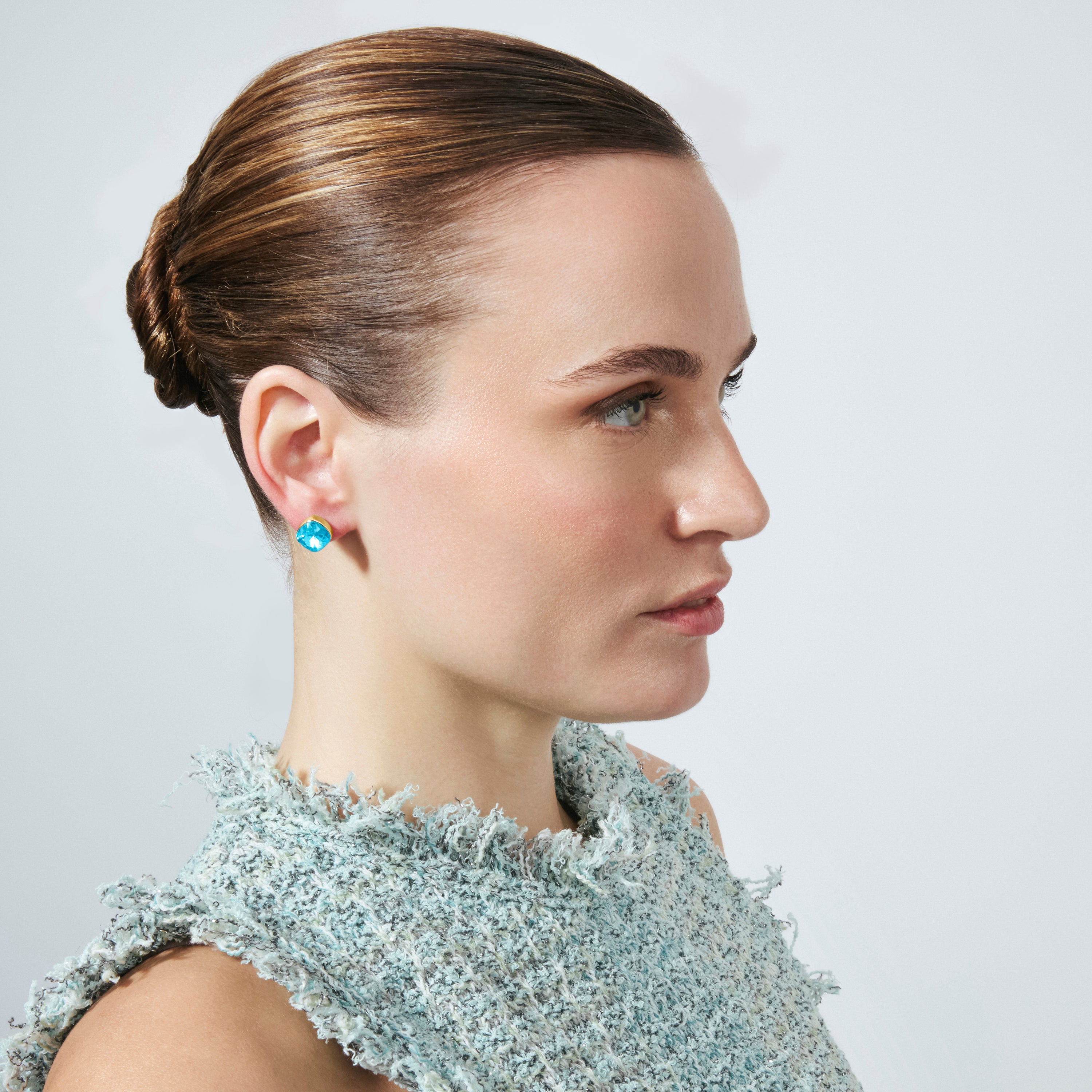 Pendientes de Cristal Verde acabado en oro amarillo de 18k - Ness
