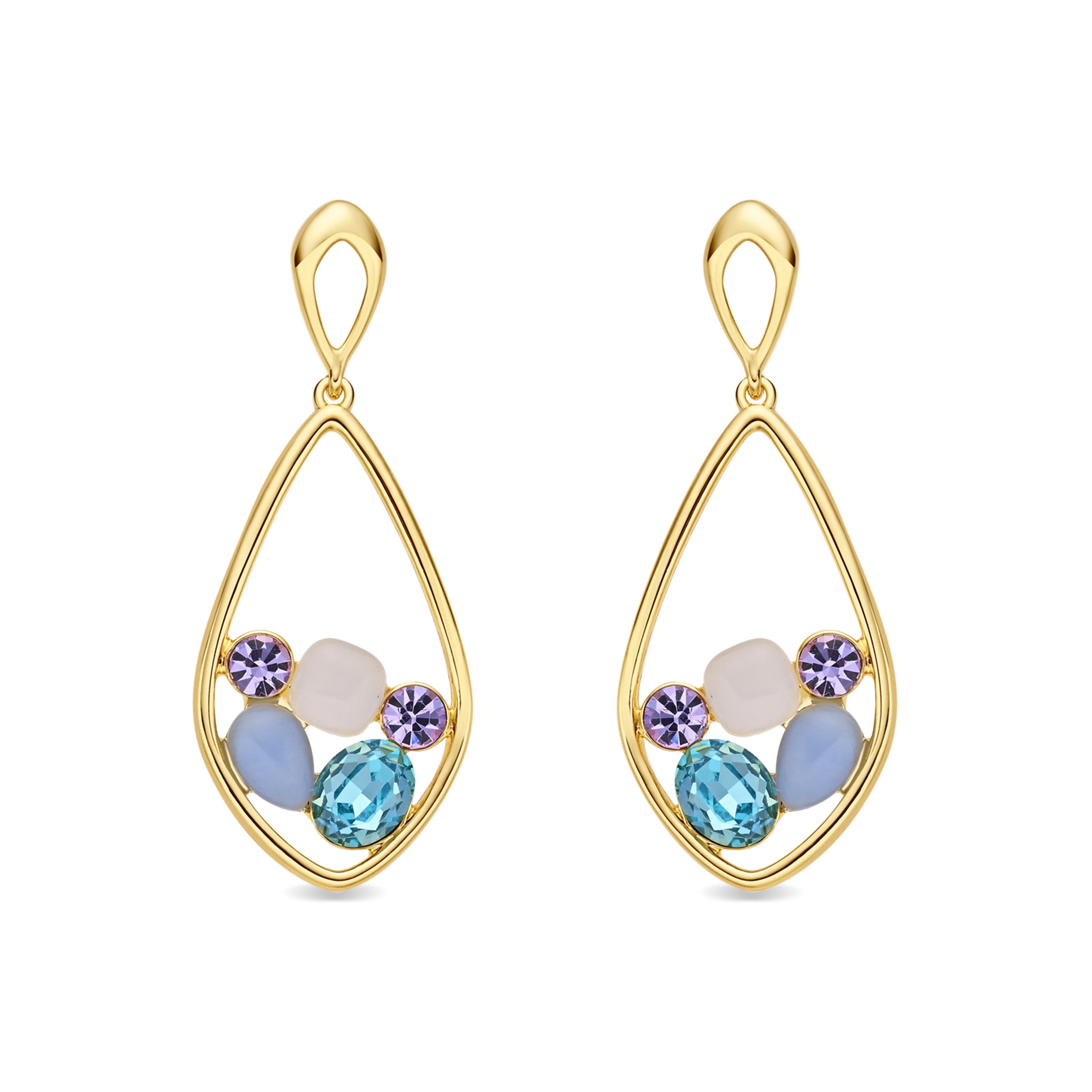Pendientes de Cristal Multicolor acabado en oro amarillo de 18k - Reiok