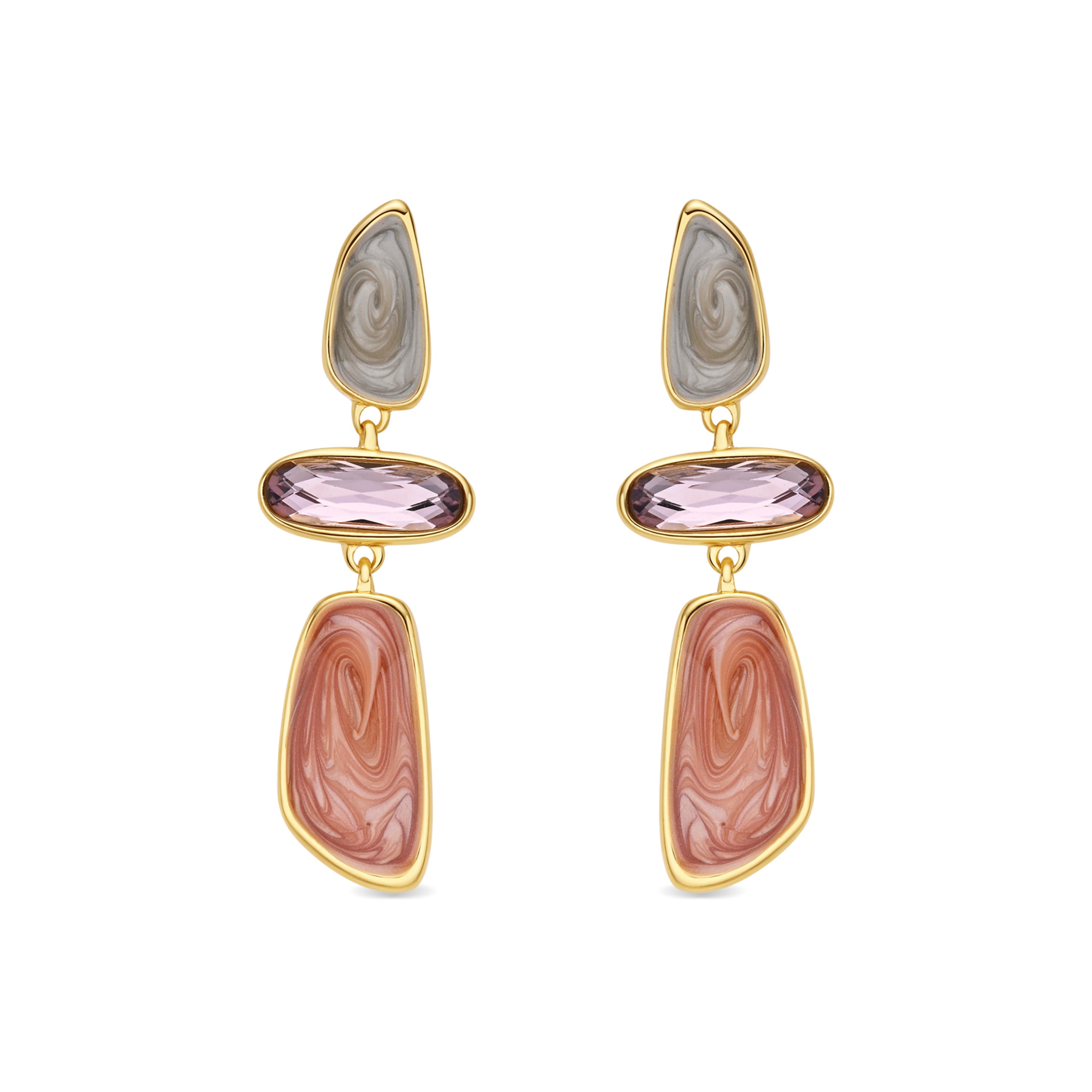 Brincos de Esmalte Multicolor com acabamento em ouro amarelo de 18k - Wiso