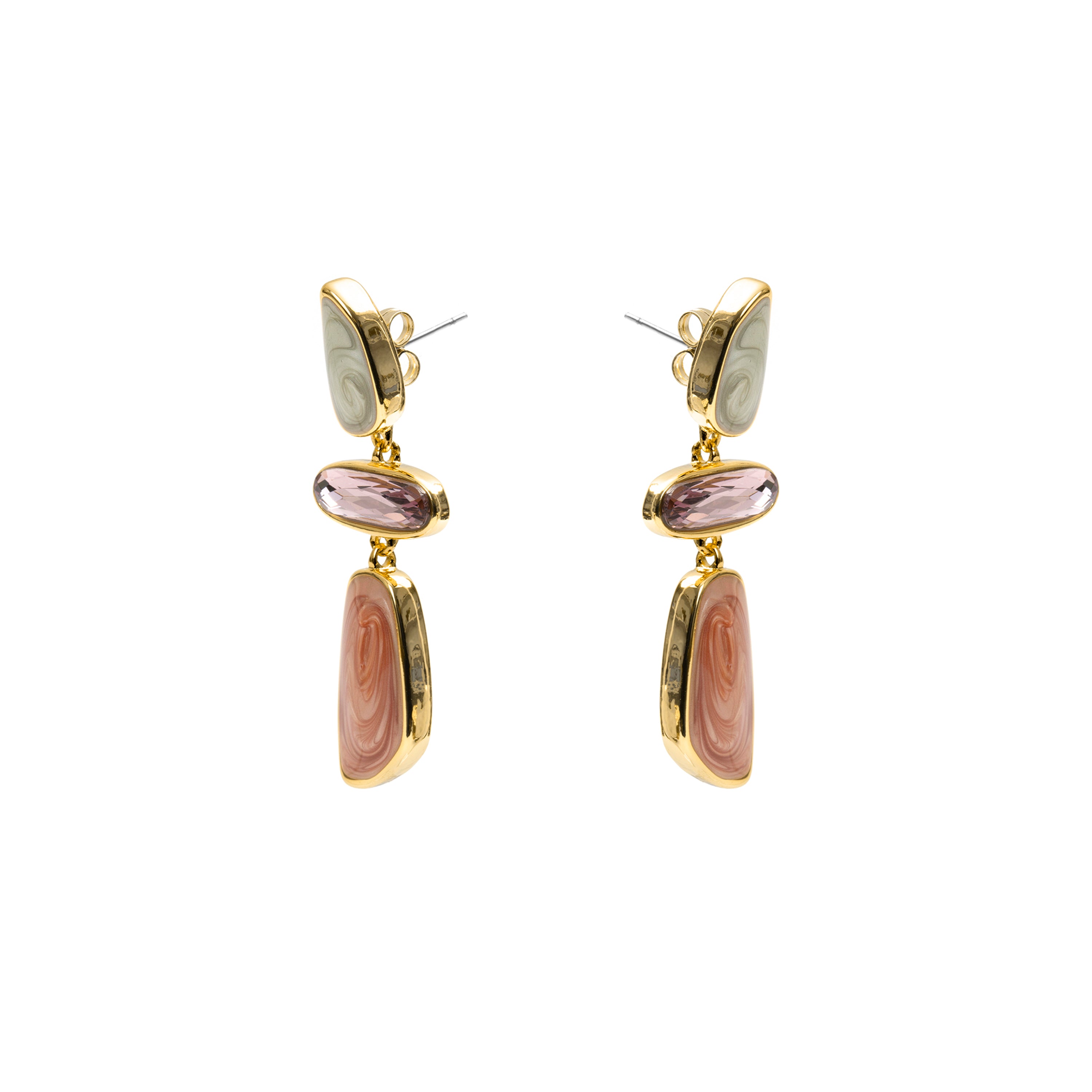 Brincos de Esmalte Multicolor com acabamento em ouro amarelo de 18k - Wiso