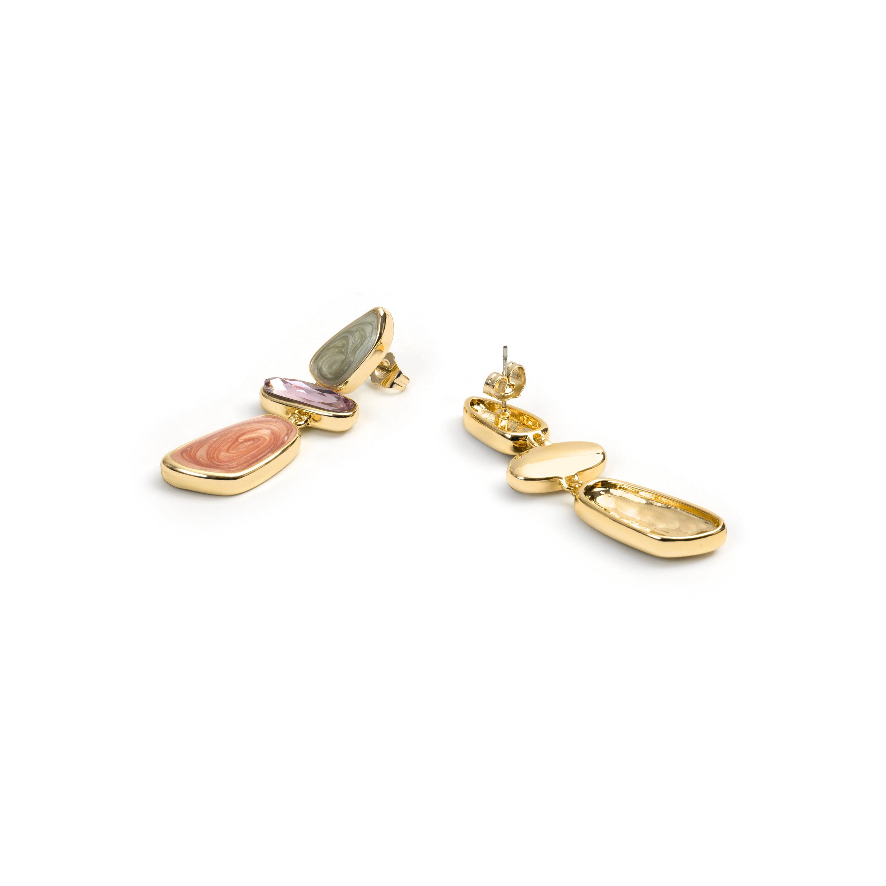 Brincos de Esmalte Multicolor com acabamento em ouro amarelo de 18k - Wiso