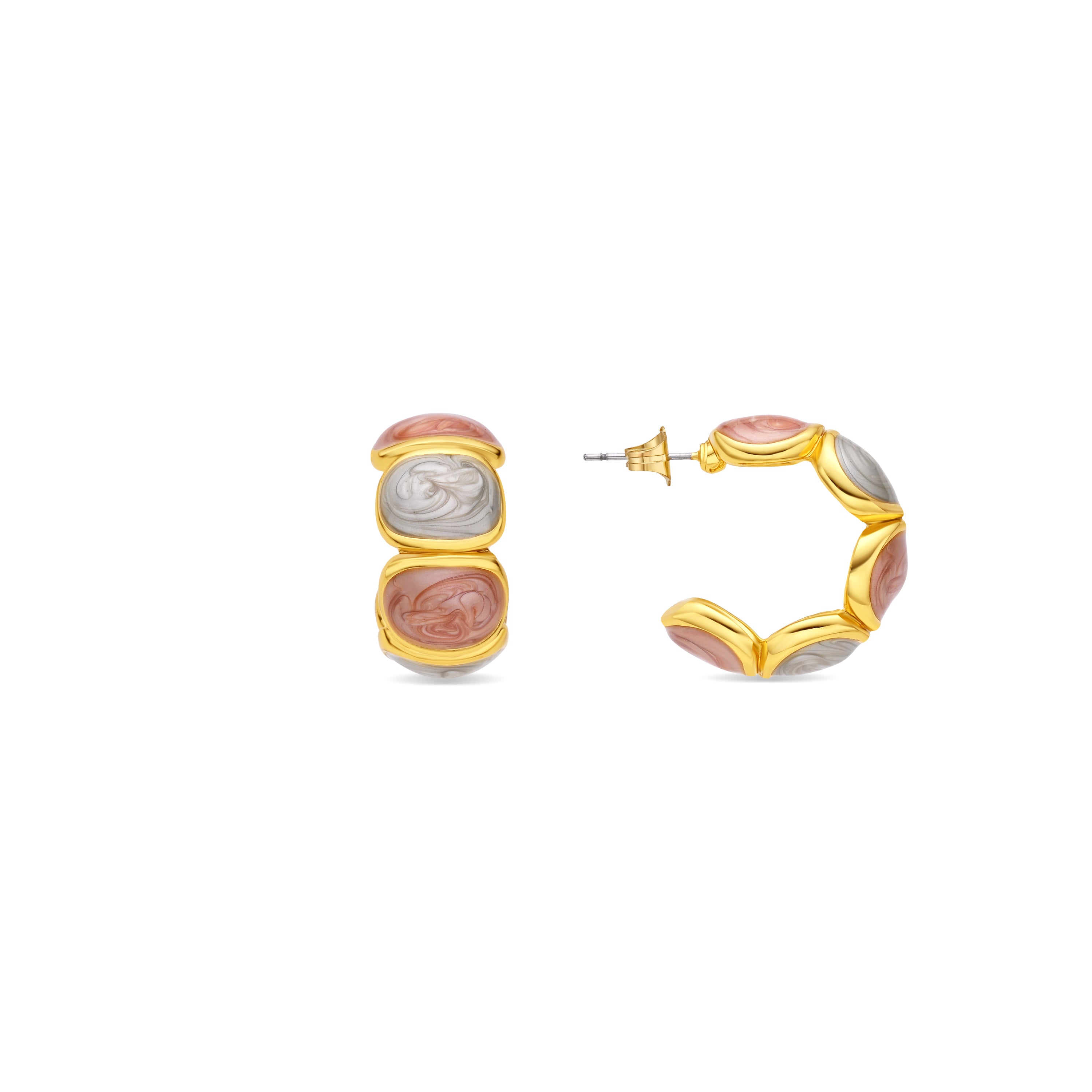 Boucles d'oreilles laquées multicolores finition en or jaune 18 carats - Saiol