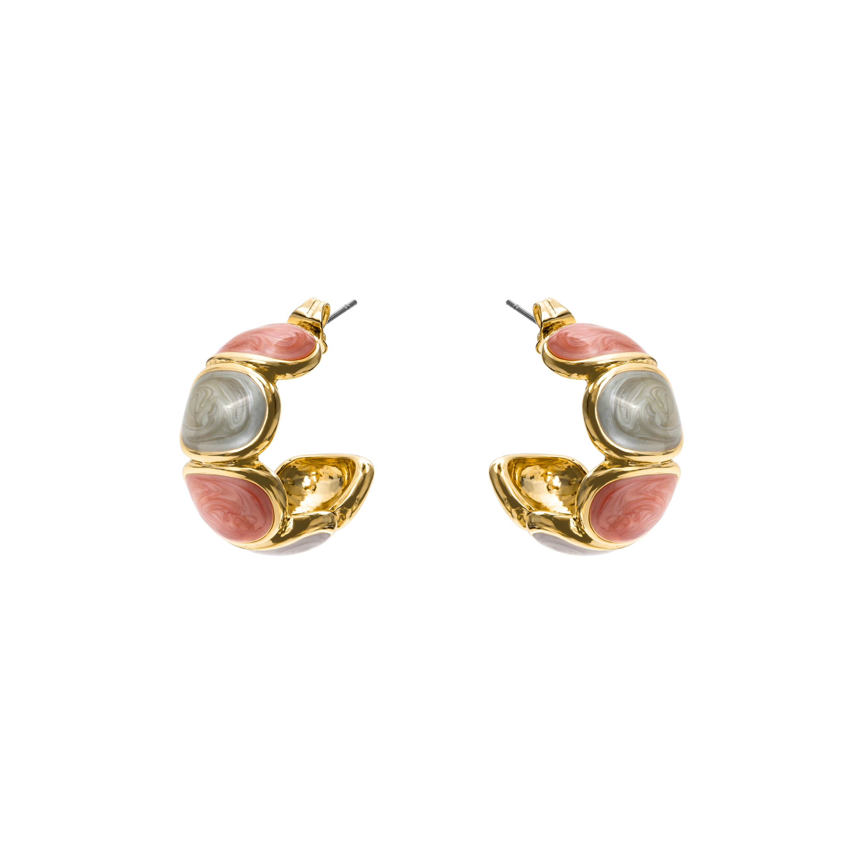 Boucles d'oreilles laquées multicolores finition en or jaune 18 carats - Saiol