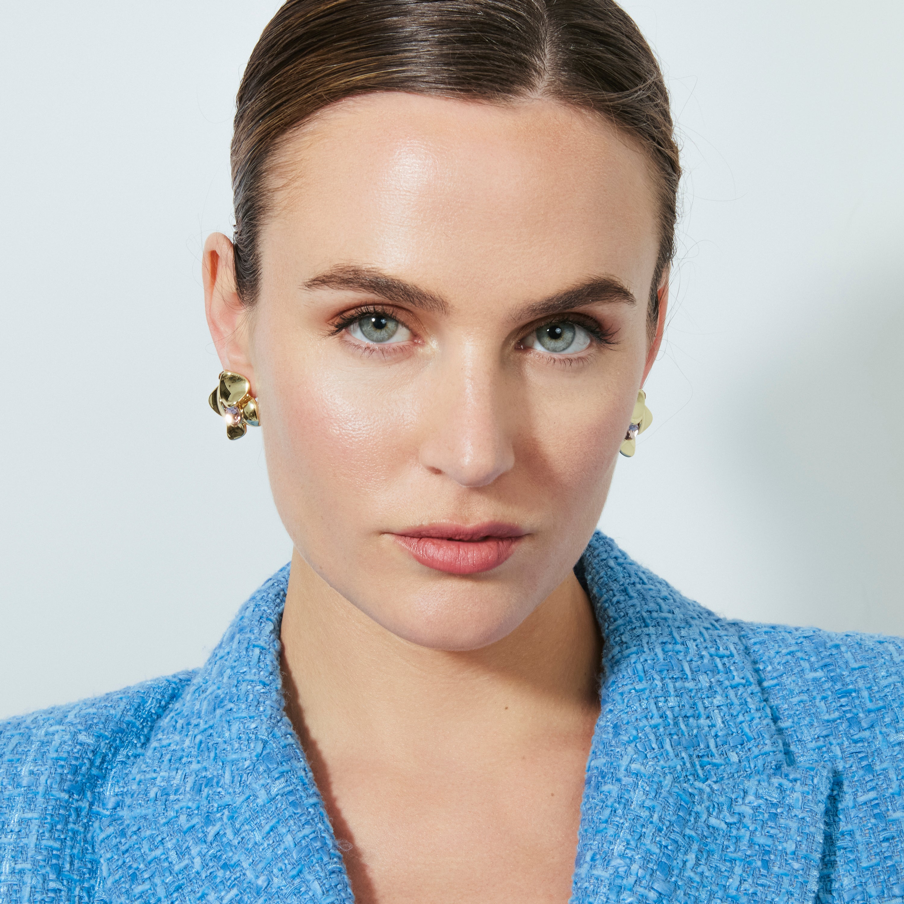 Pink Crystal Earrings with 18k Yellow Gold Finish - Dilom