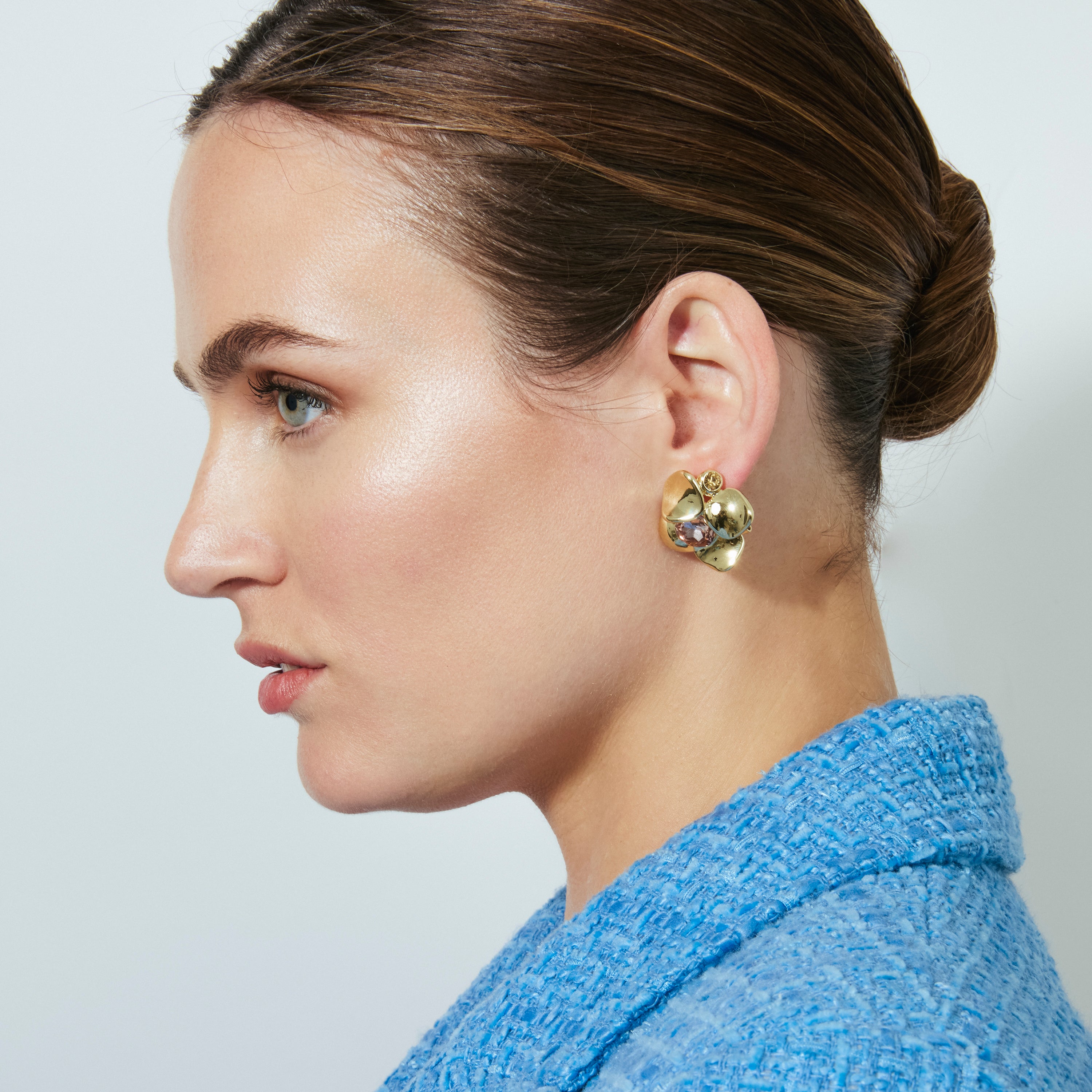 Pendientes de Cristal Rosa acabado en oro amarillo de 18k - Dilom