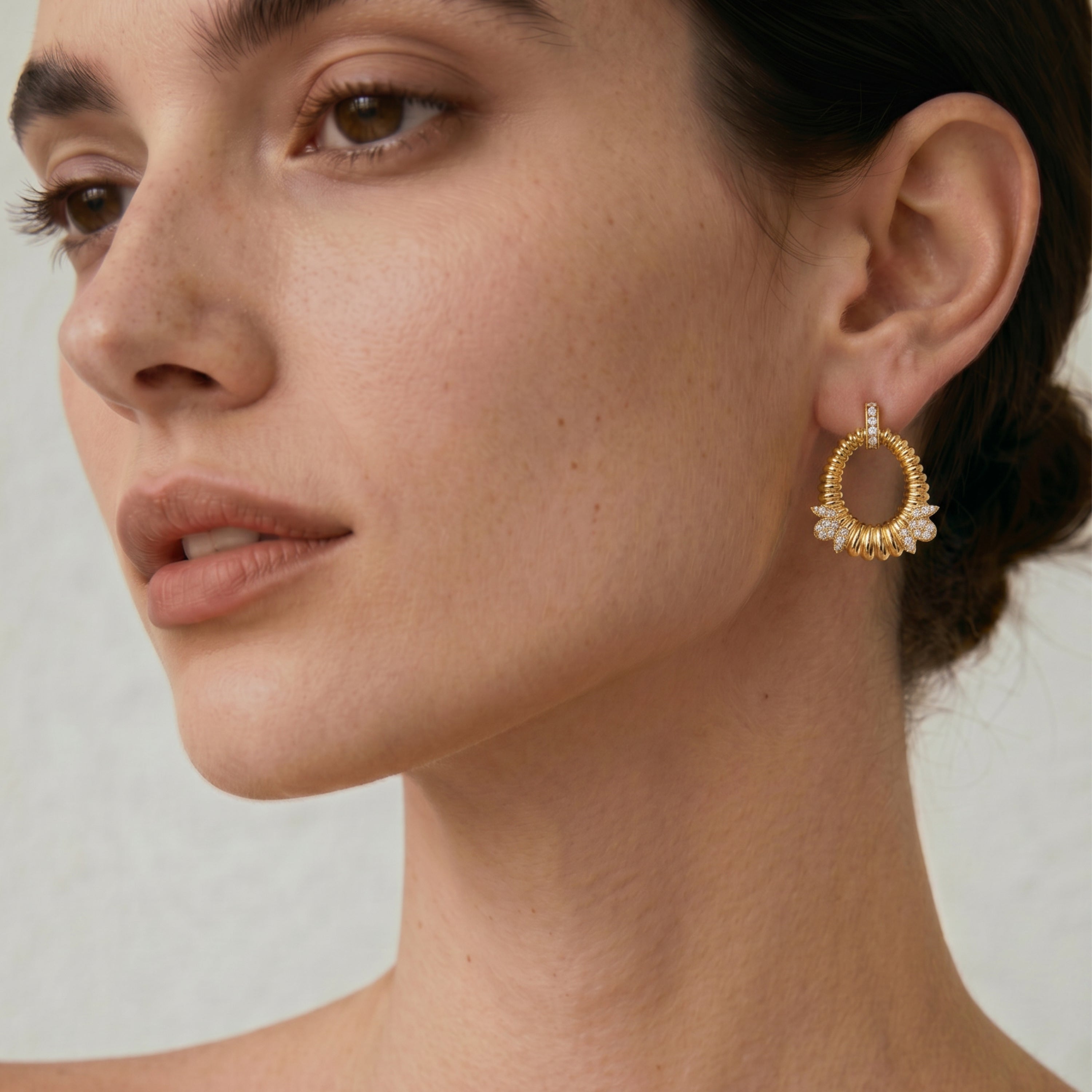 Boucles d'oreilles Mame finition or jaune 18k - Mame BLANCO