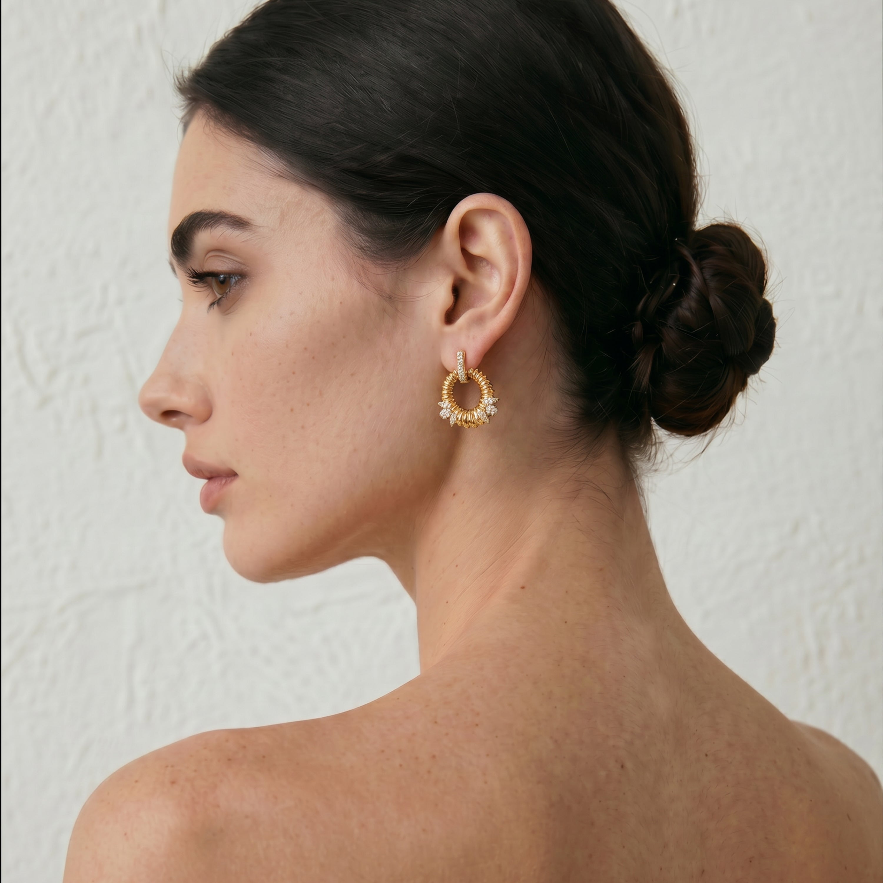 Boucles d'oreilles Mame finition or jaune 18k - Mame BLANCO
