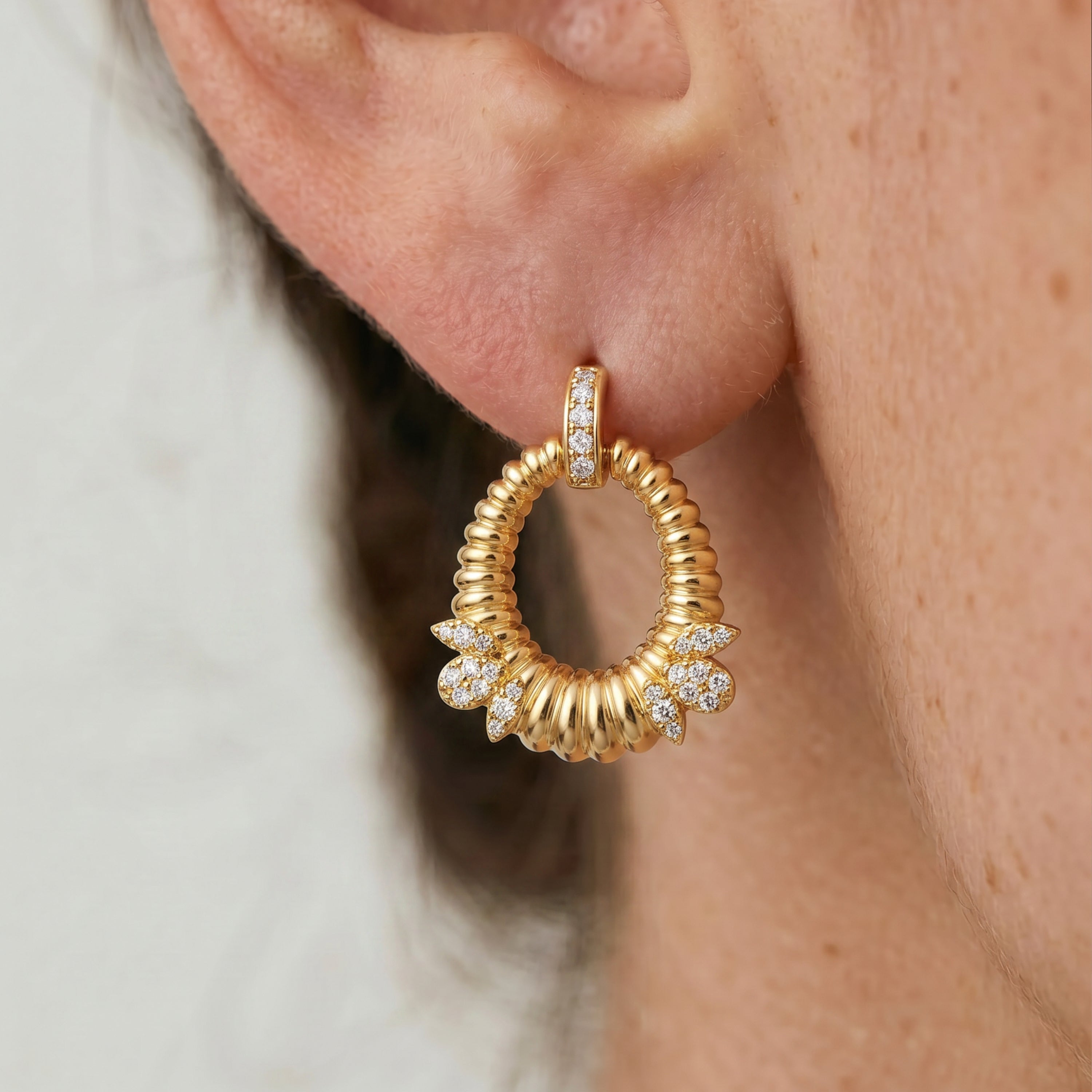 Boucles d'oreilles Mame finition or jaune 18k - Mame BLANCO