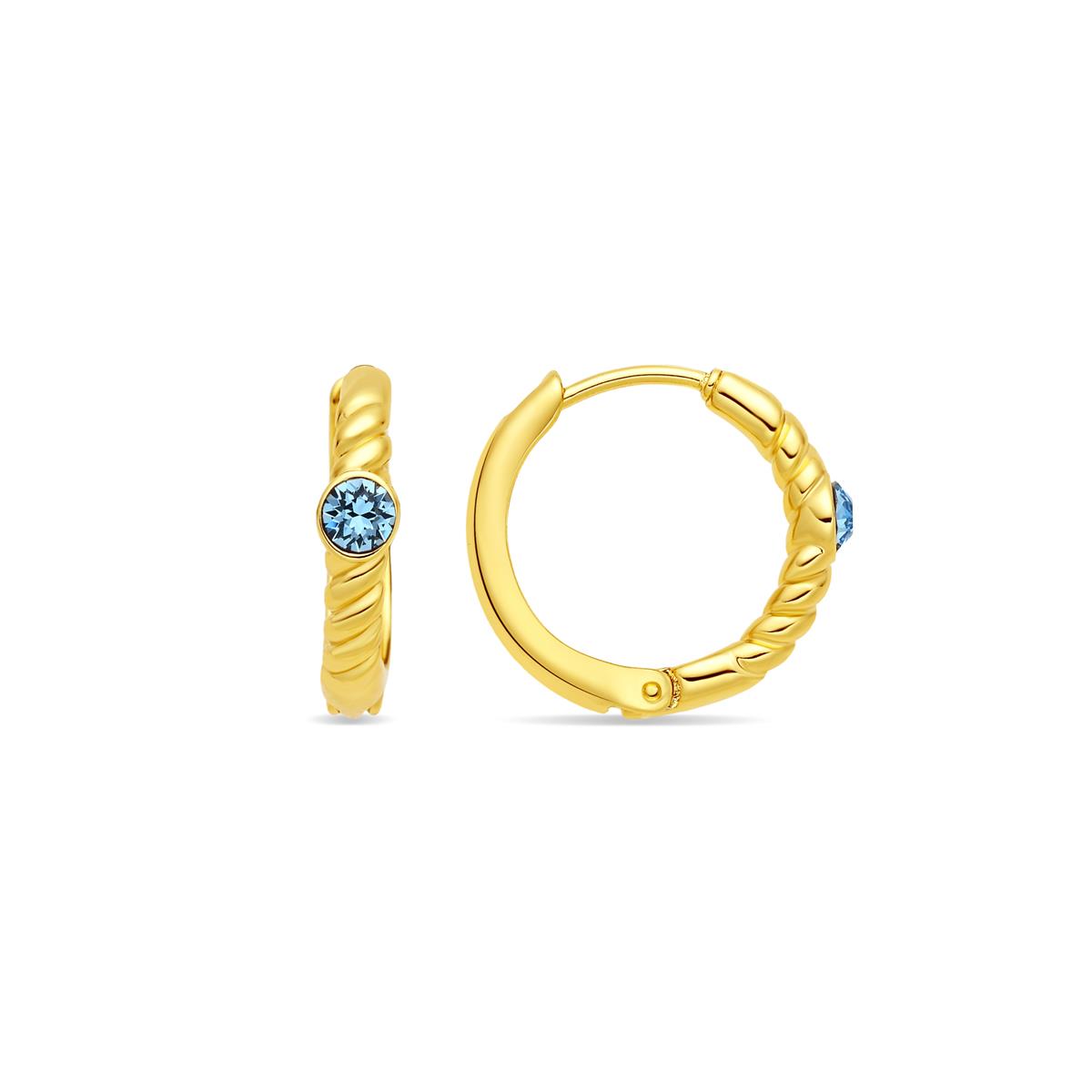 Pendientes de Aleación de Metal y Cristal Azul acabado en oro amarillo de 18k - Lyse