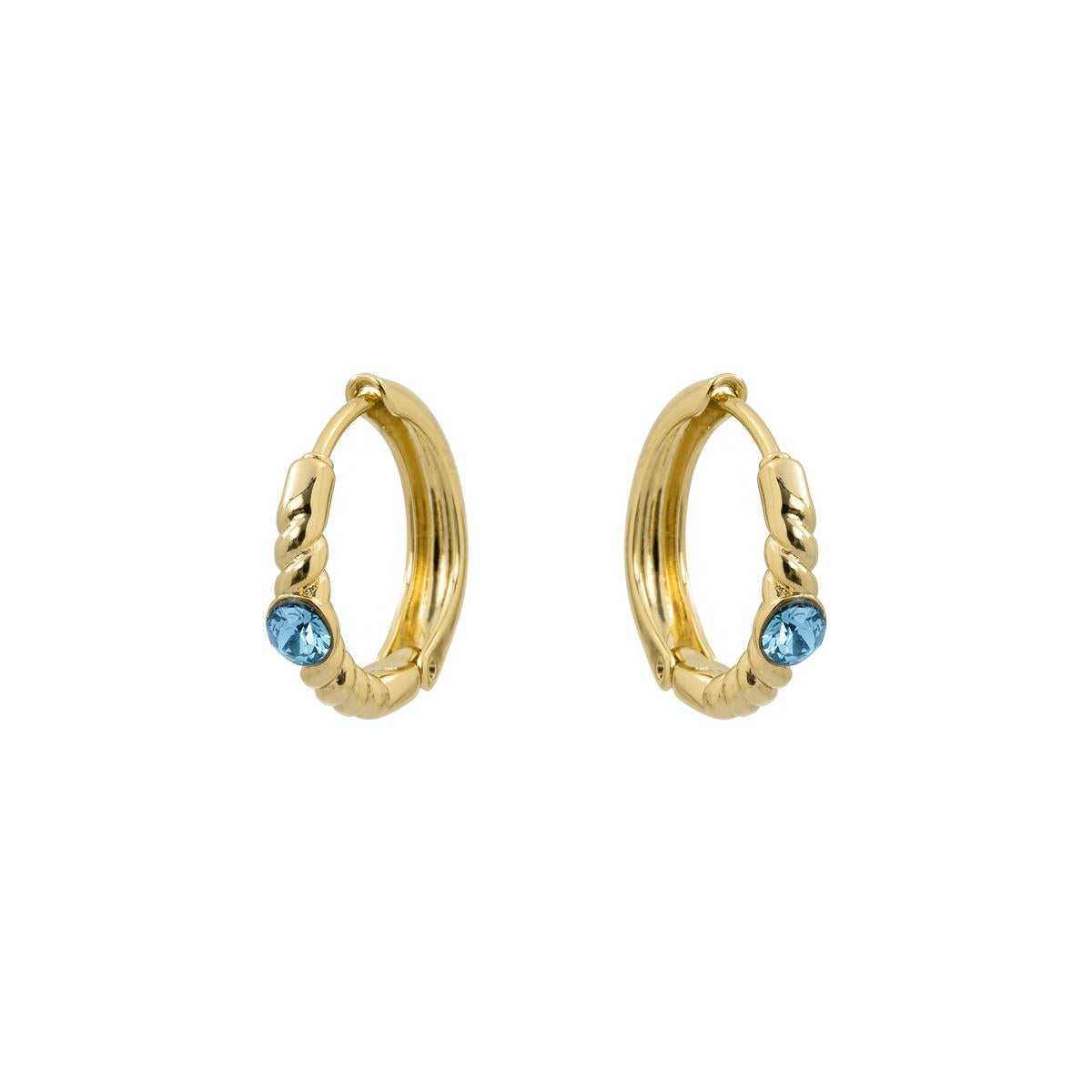 Pendientes de Aleación de Metal y Cristal Azul acabado en oro amarillo de 18k - Lyse