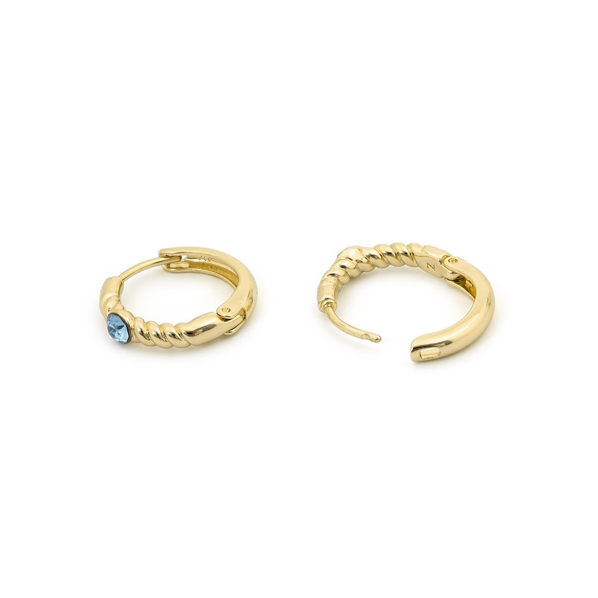 Pendientes de Aleación de Metal y Cristal Azul acabado en oro amarillo de 18k - Lyse