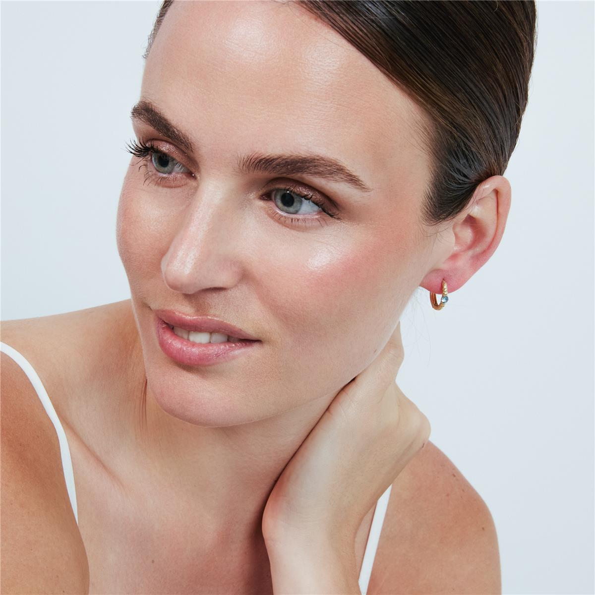 Pendientes de Aleación de Metal y Cristal Azul acabado en oro amarillo de 18k - Lyse
