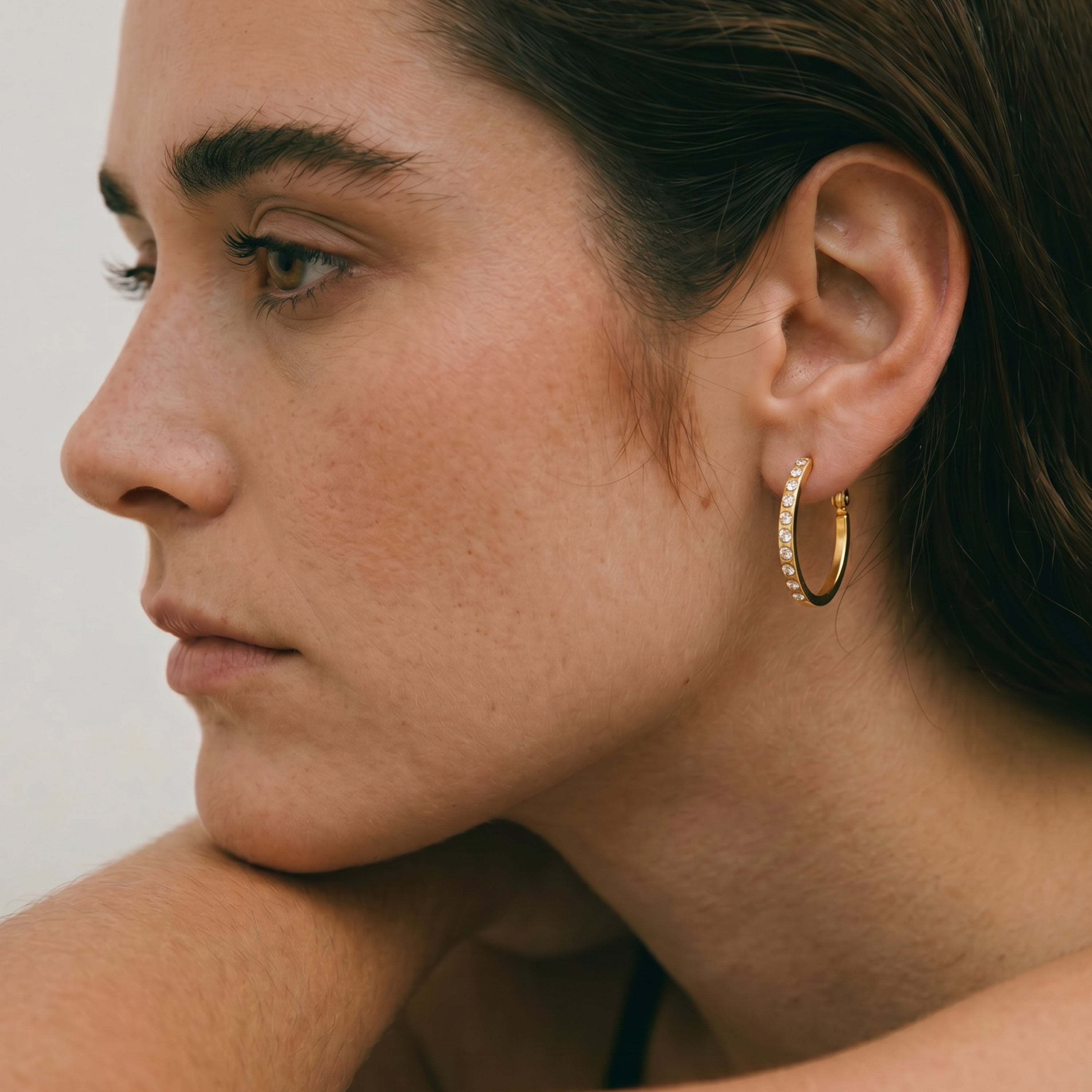 Ani Earrings 18k Yellow Gold Finish - Ani WHITE
