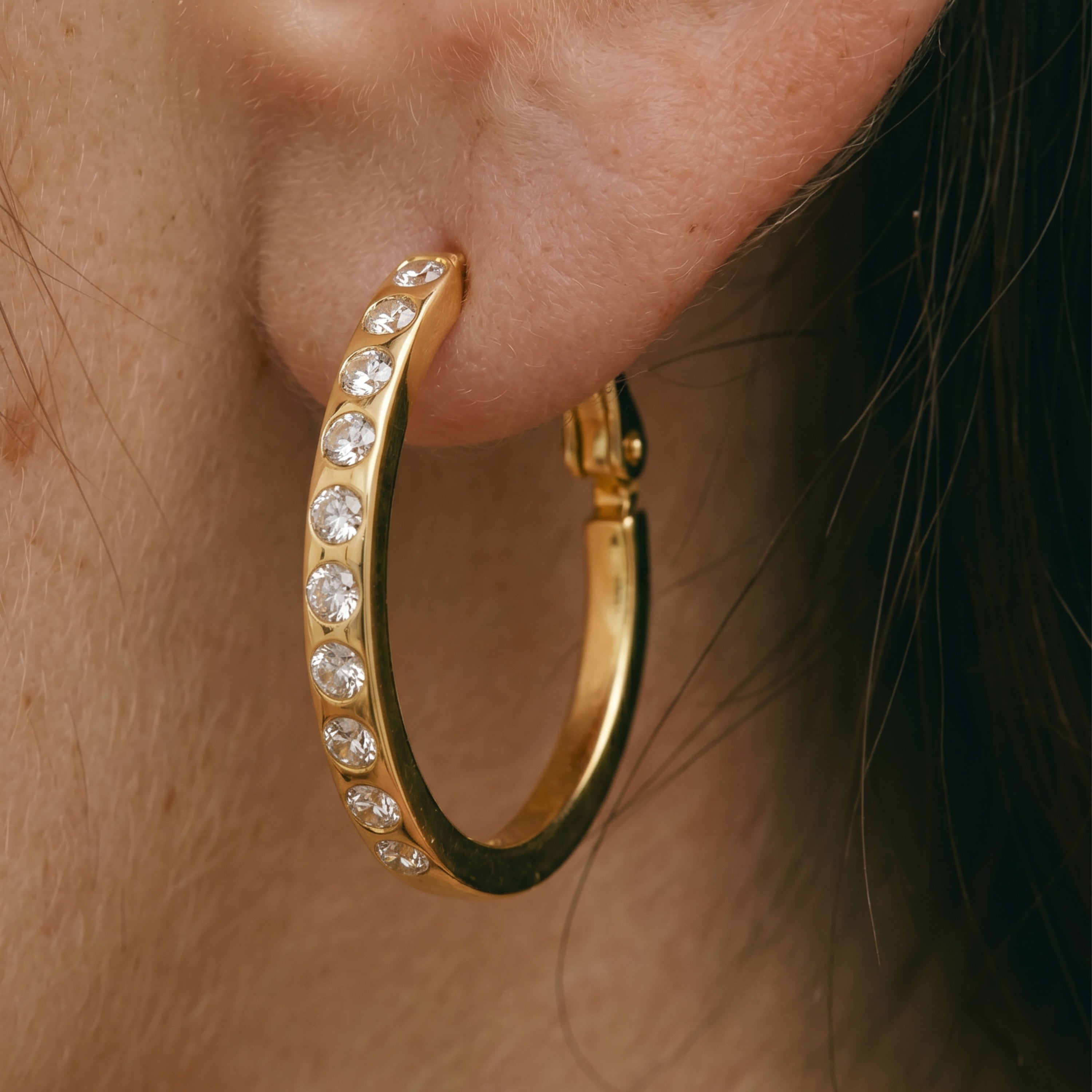 Ani Earrings 18k Yellow Gold Finish - Ani WHITE