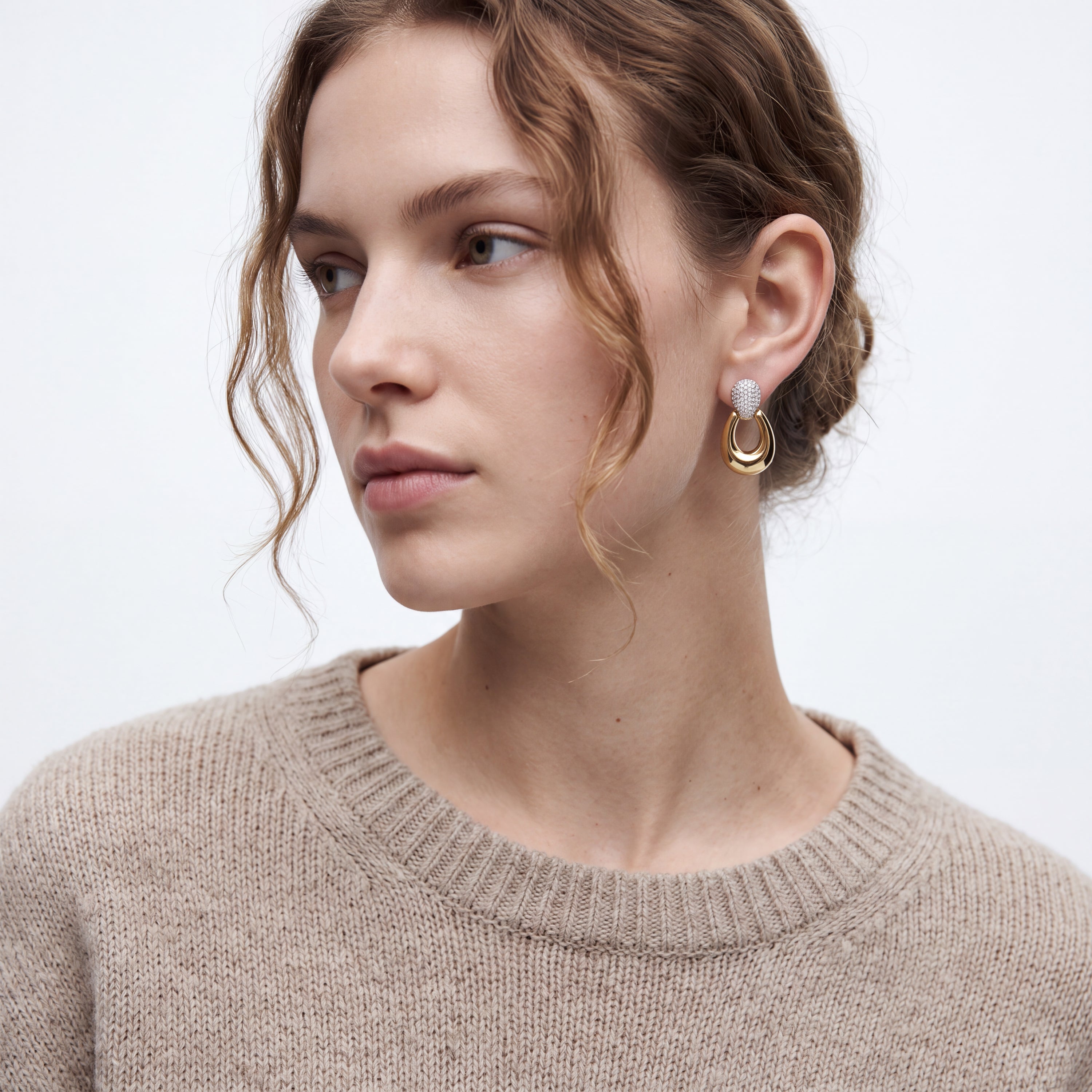 Pendientes de Circonita Brillante acabado en oro amarillo de 18k - Dush
