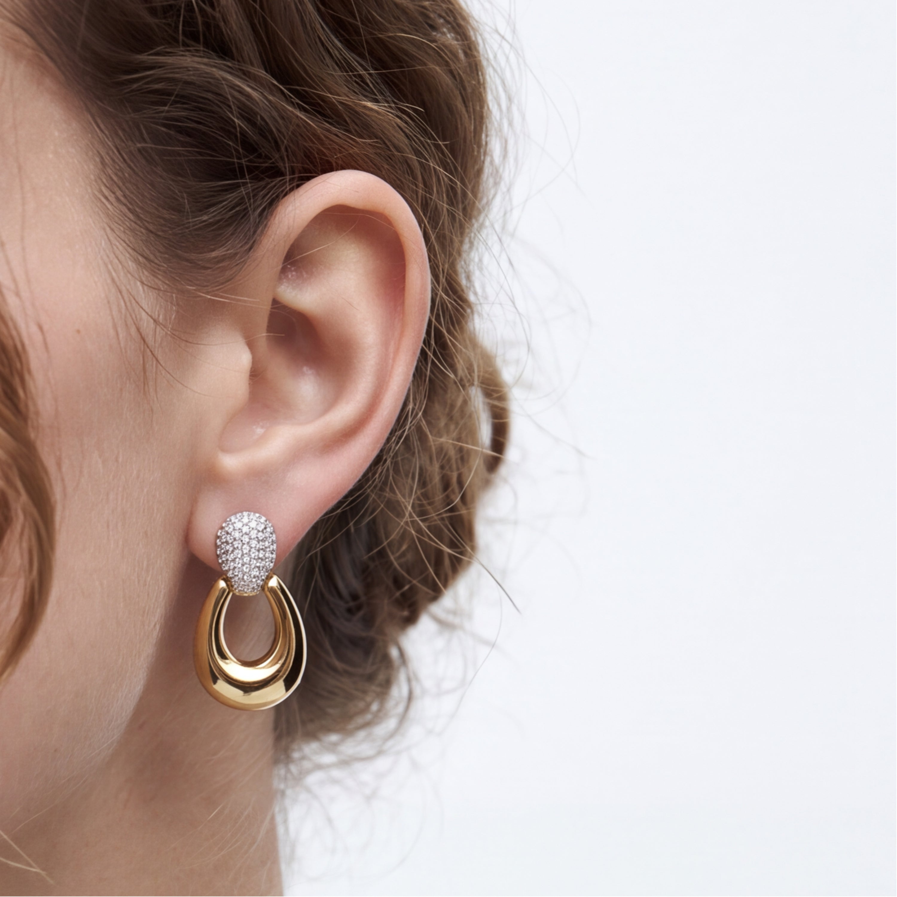 Pendientes de Circonita Brillante acabado en oro amarillo de 18k - Dush