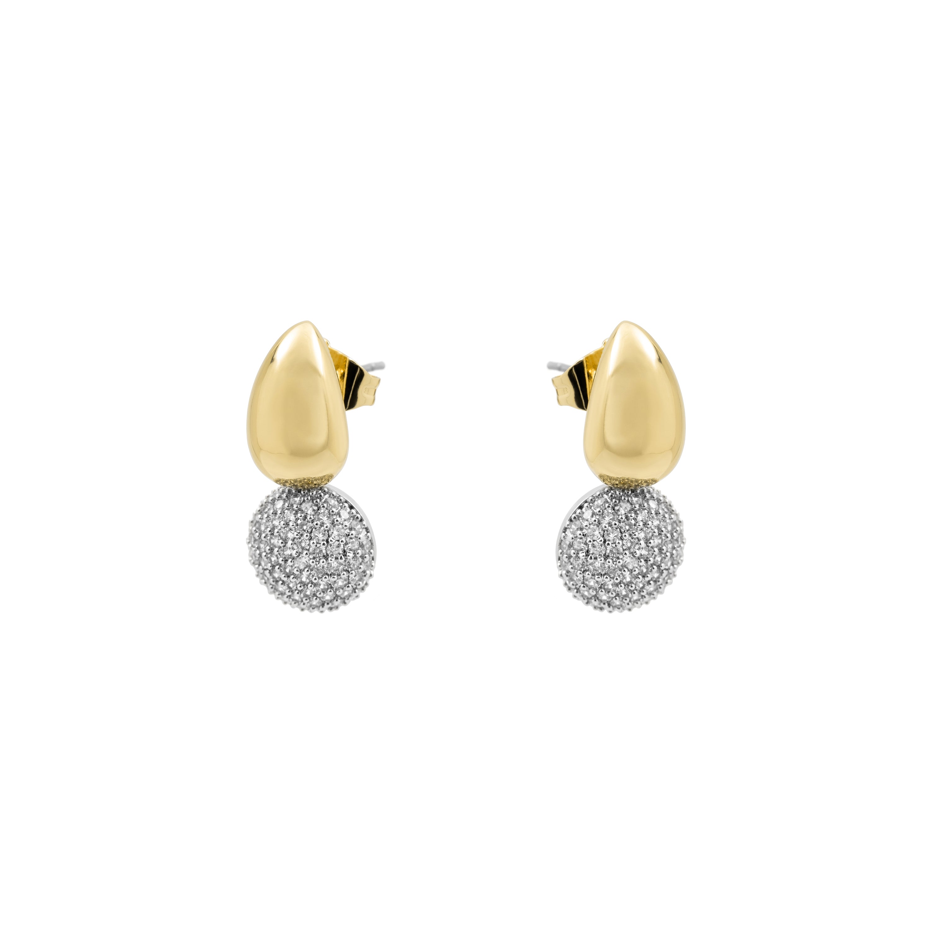 Pendientes de Circonita Brillante acabado en oro amarillo de 18k - Furfa