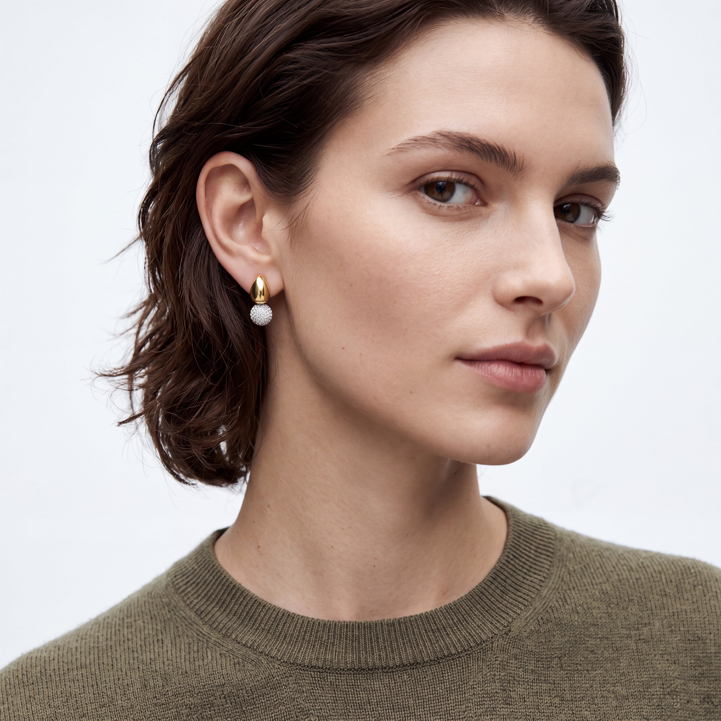 Pendientes de Circonita Brillante acabado en oro amarillo de 18k - Furfa