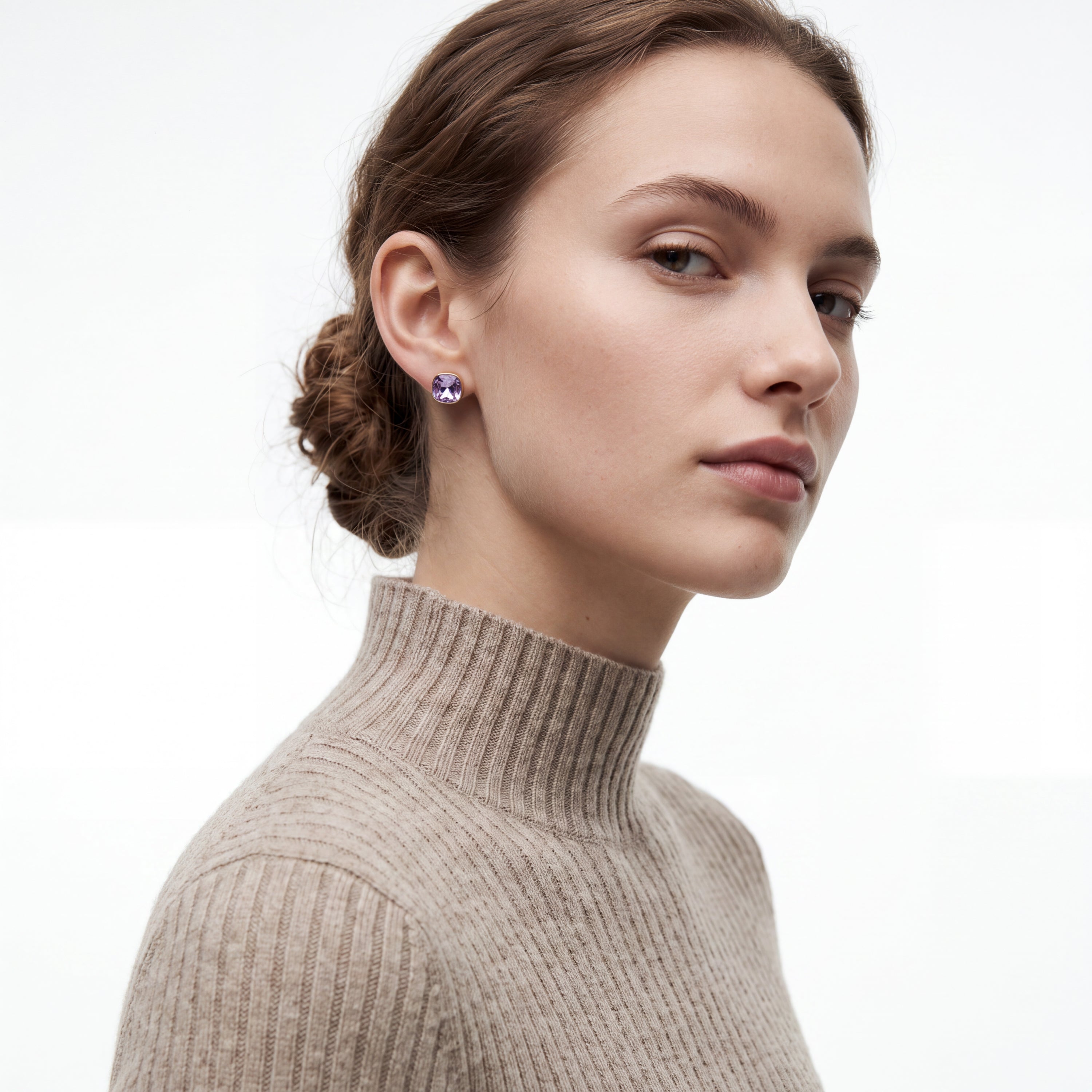 Boucles d’oreilles en cristal violet avec finition en or jaune 18 carats - Sires
