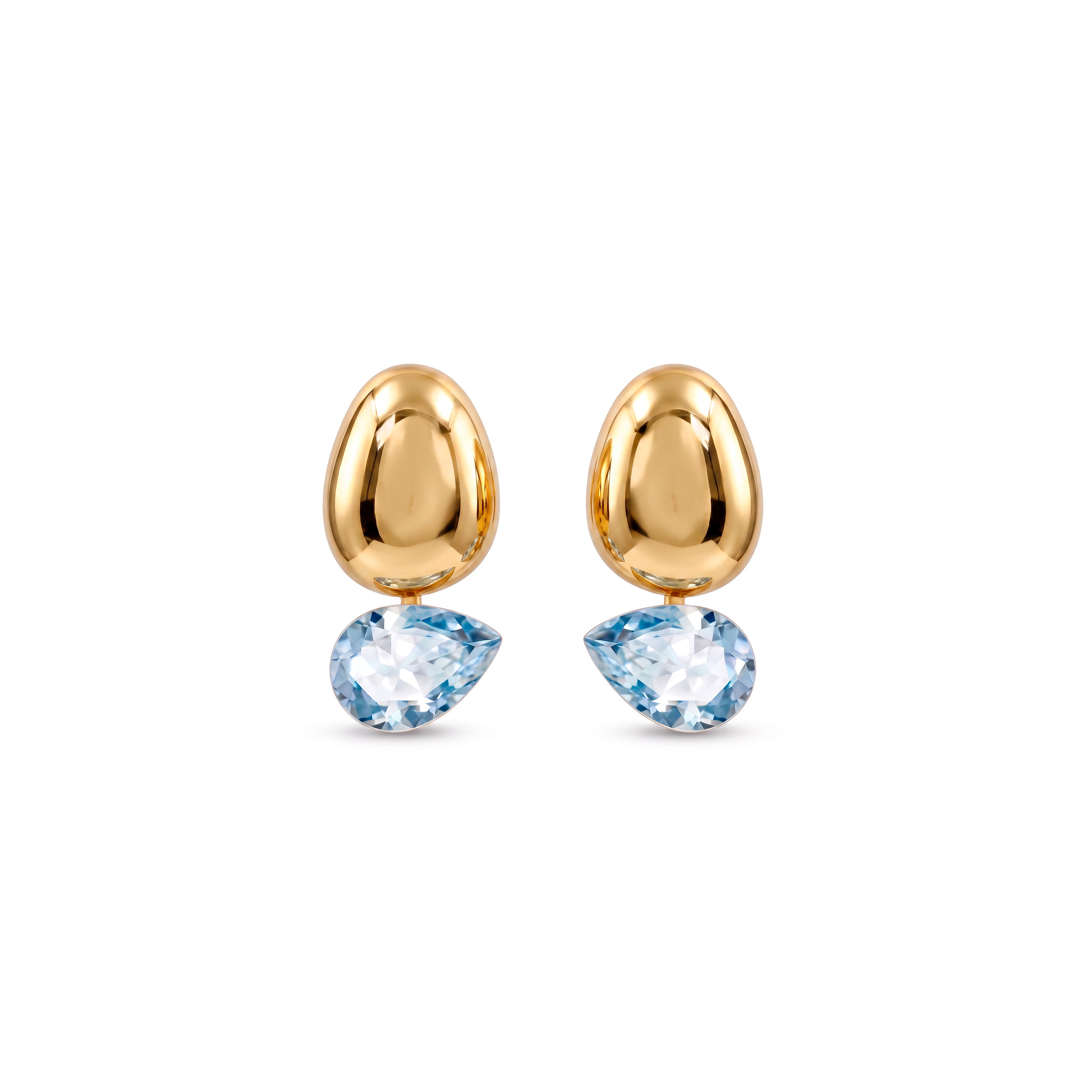Blue Crystal earrings finished in 18k yellow gold - Meis