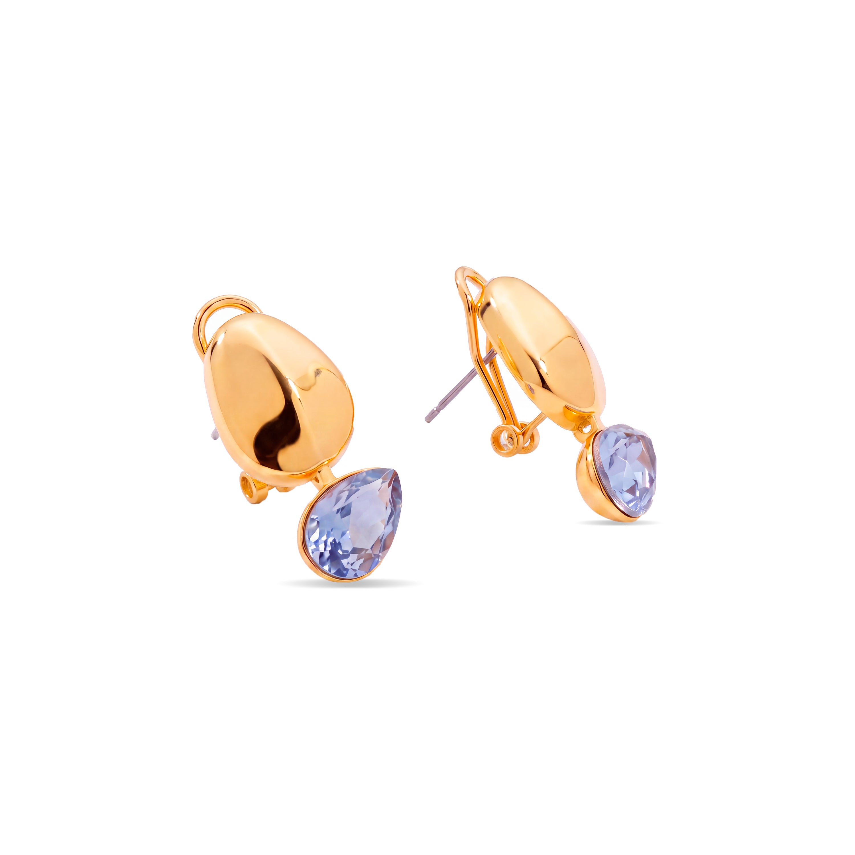 Blue Crystal earrings finished in 18k yellow gold - Meis