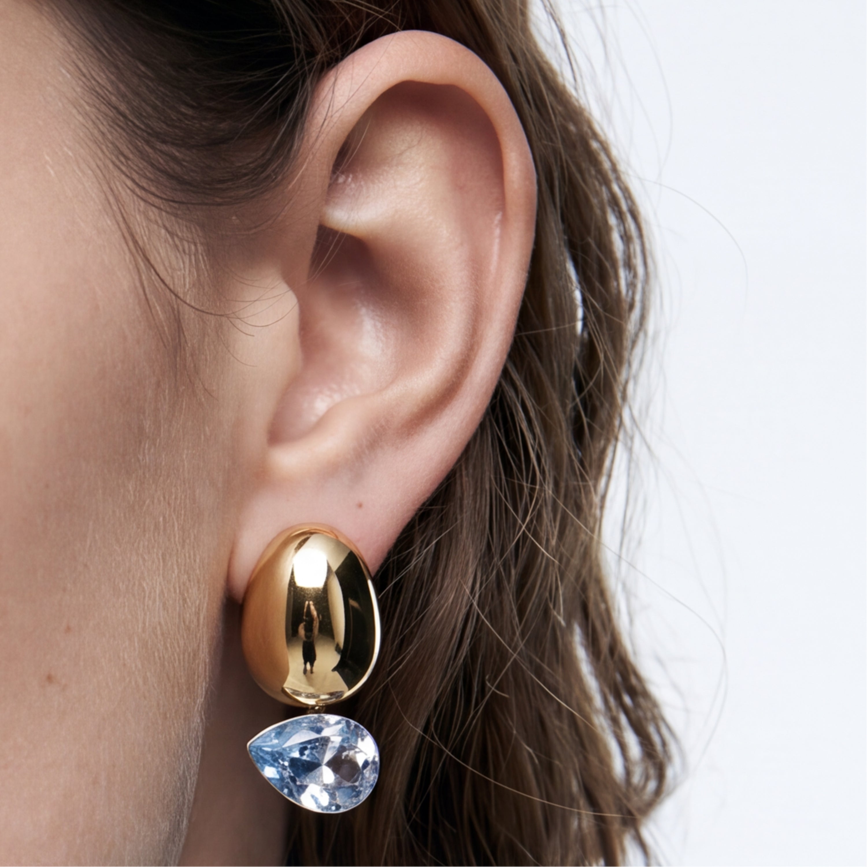 Blue Crystal earrings finished in 18k yellow gold - Meis