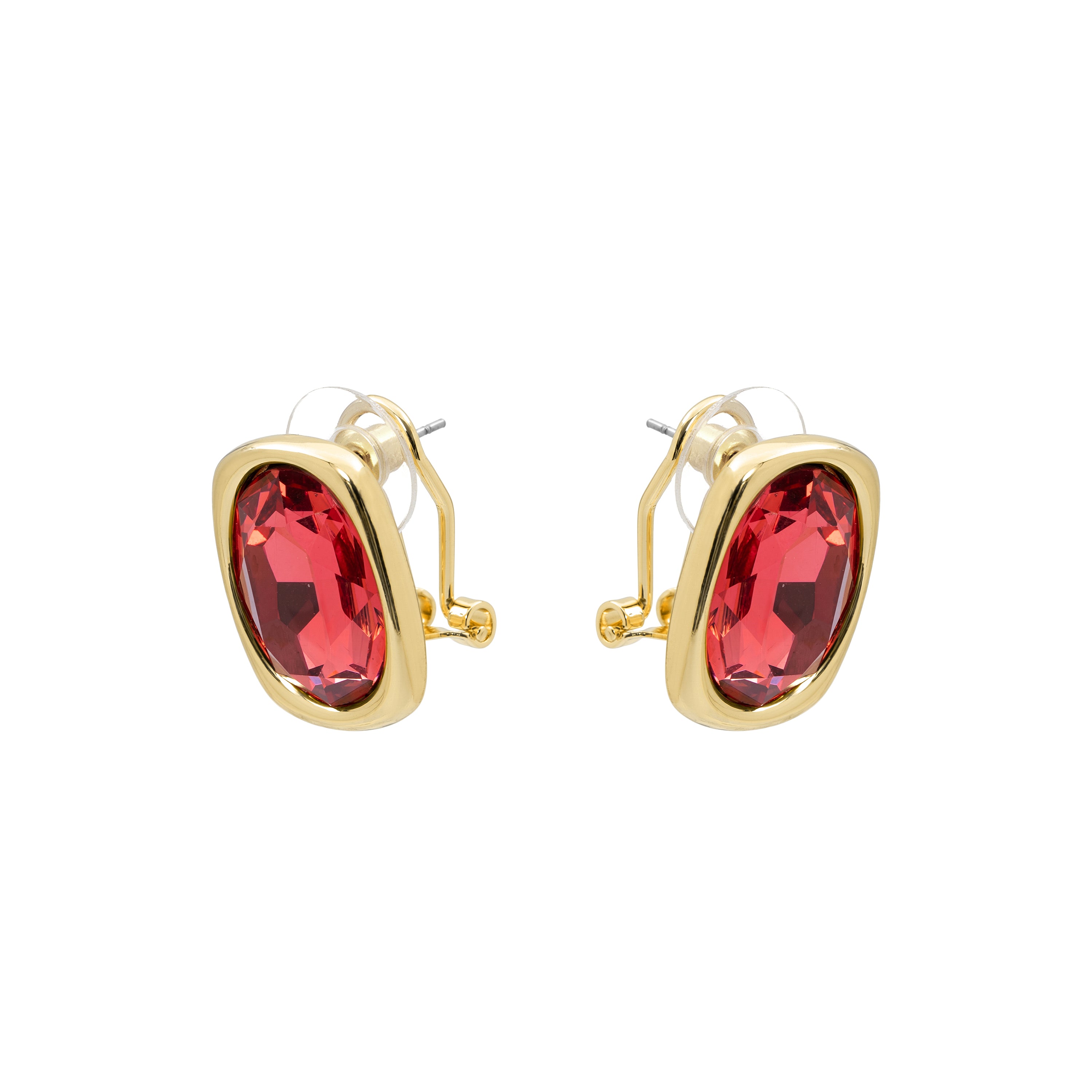 Brincos de Cristal Vermelho com acabamento em ouro amarelo de 18K - Sisro