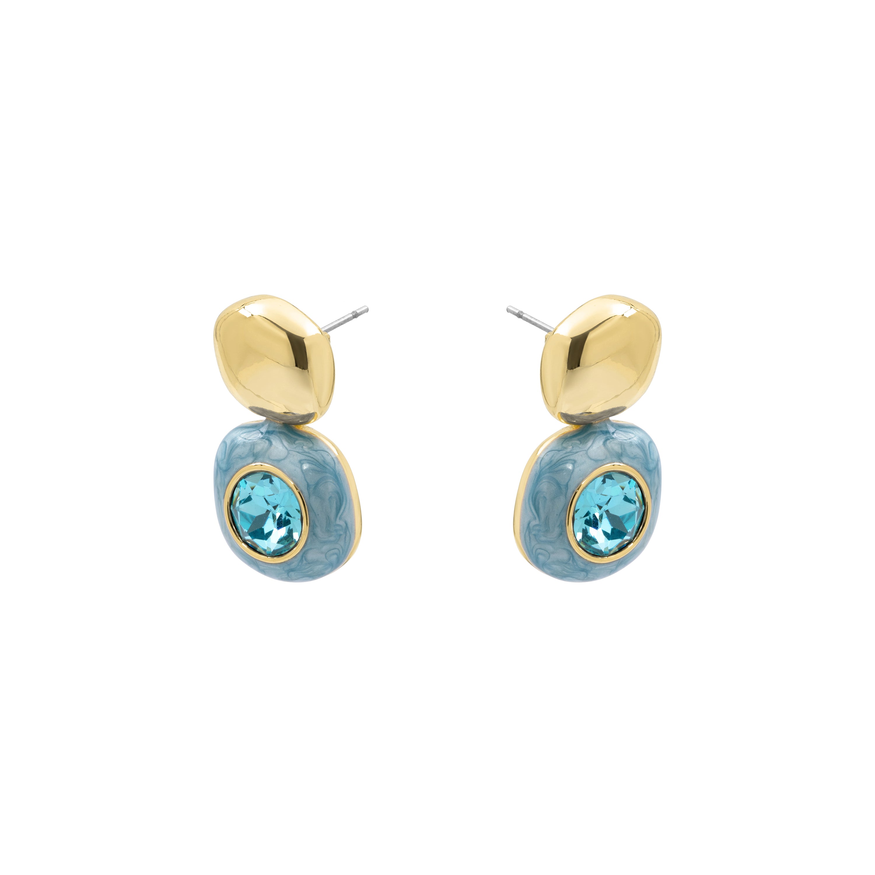 Orecchini in cristallo blu con finitura in oro giallo 18 kt - Krimley
