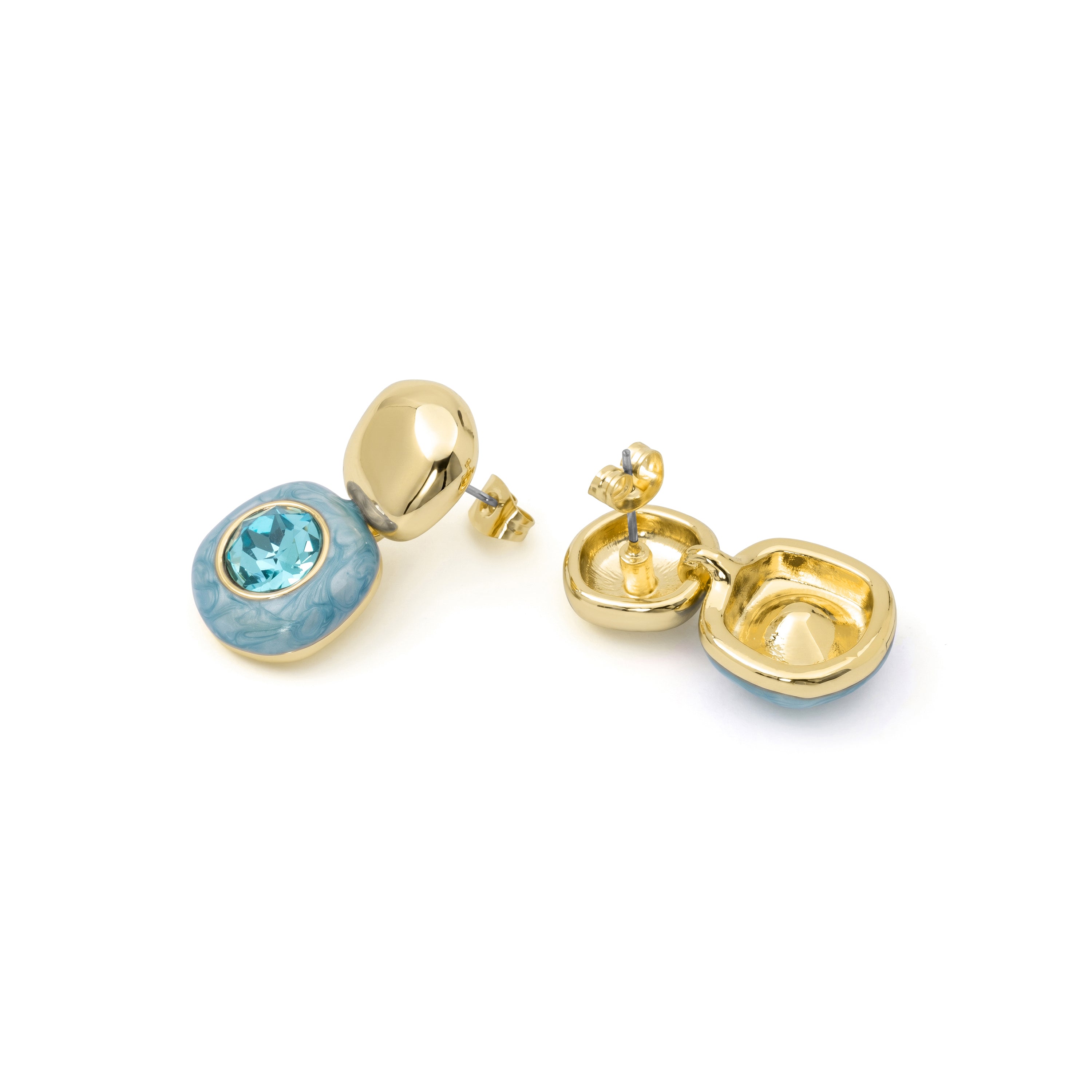 Orecchini in cristallo blu con finitura in oro giallo 18 kt - Krimley