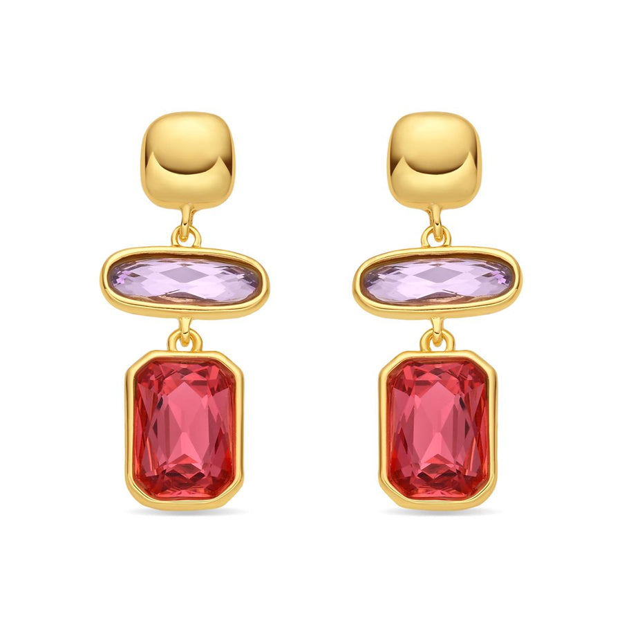 Pendientes de Cristal Multicolor acabado en oro amarillo de 18k - Mahvry