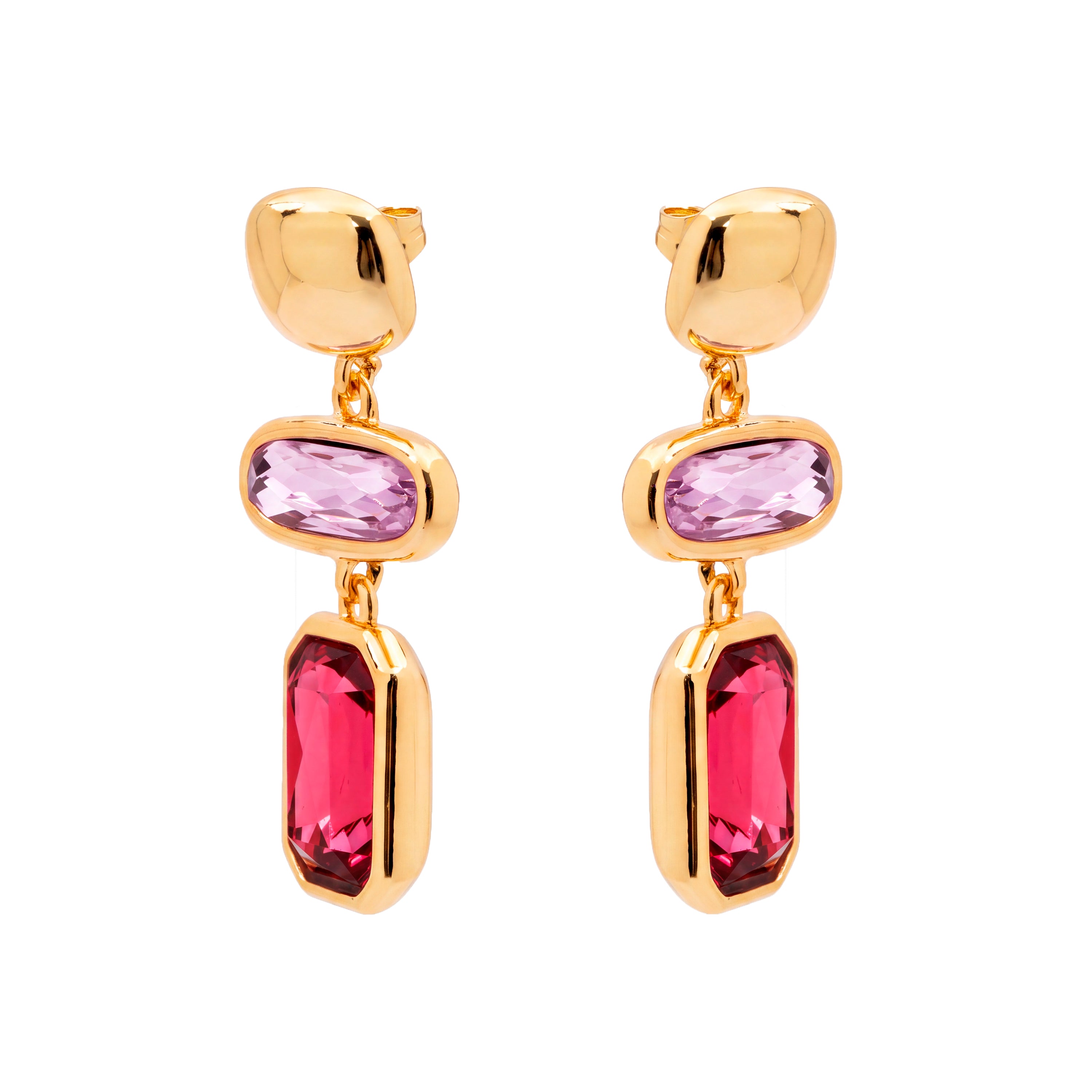 Boucles d’oreilles en cristal multicolore avec finition en or jaune 18 carats – Mahvry