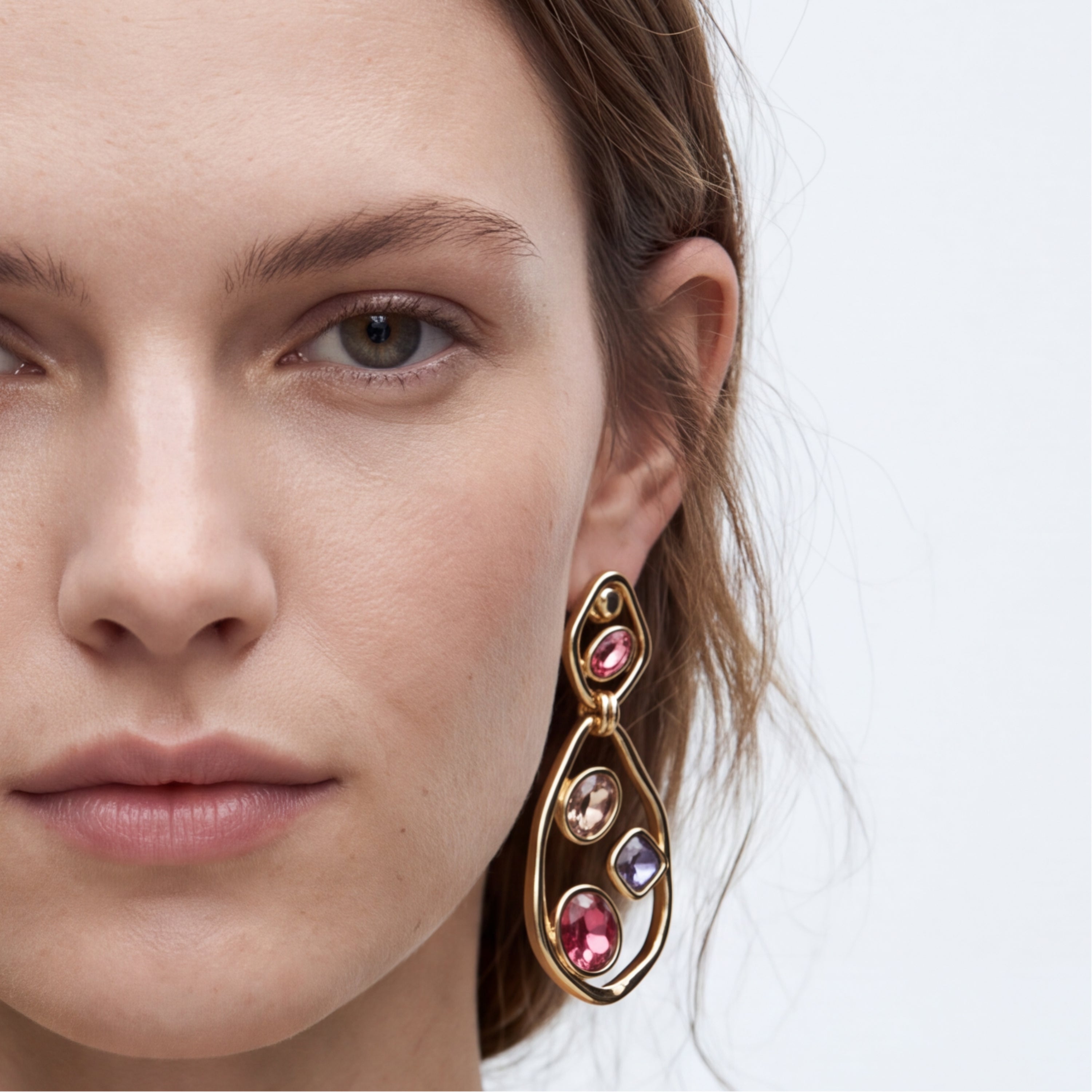 Boucles d’oreilles en cristal multicolore finition or jaune 18 carats - Koleo