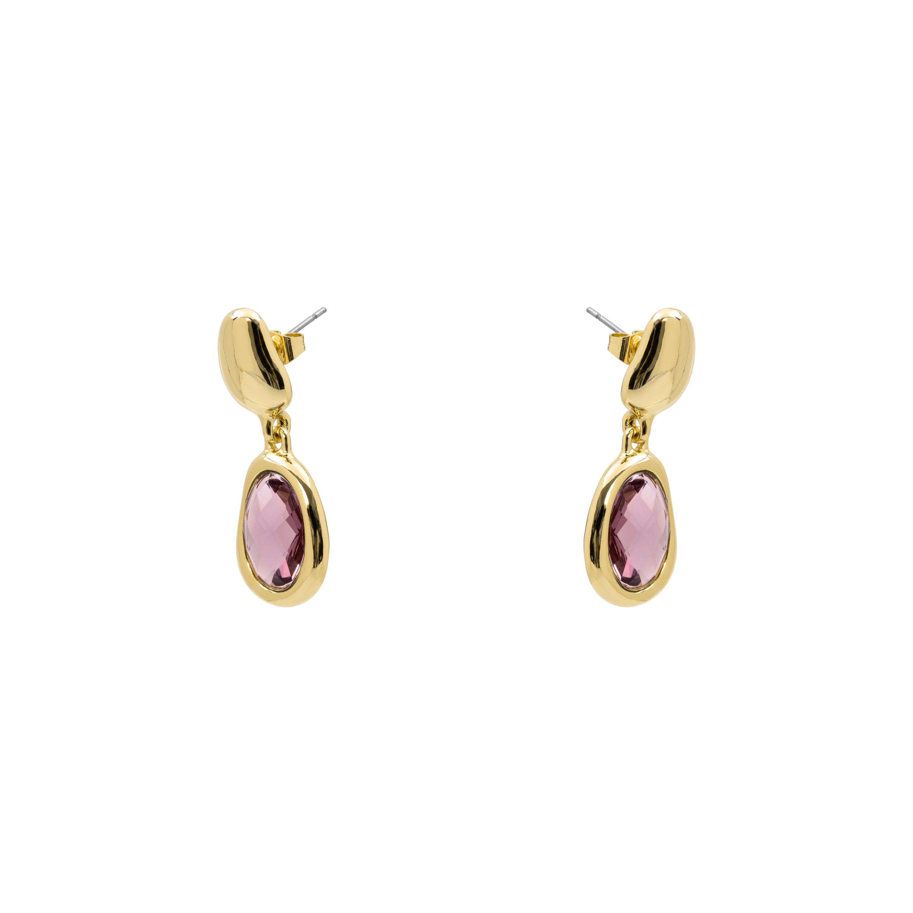 Pendientes de Cristal Morado acabado en oro amarillo de 18k - Rimya