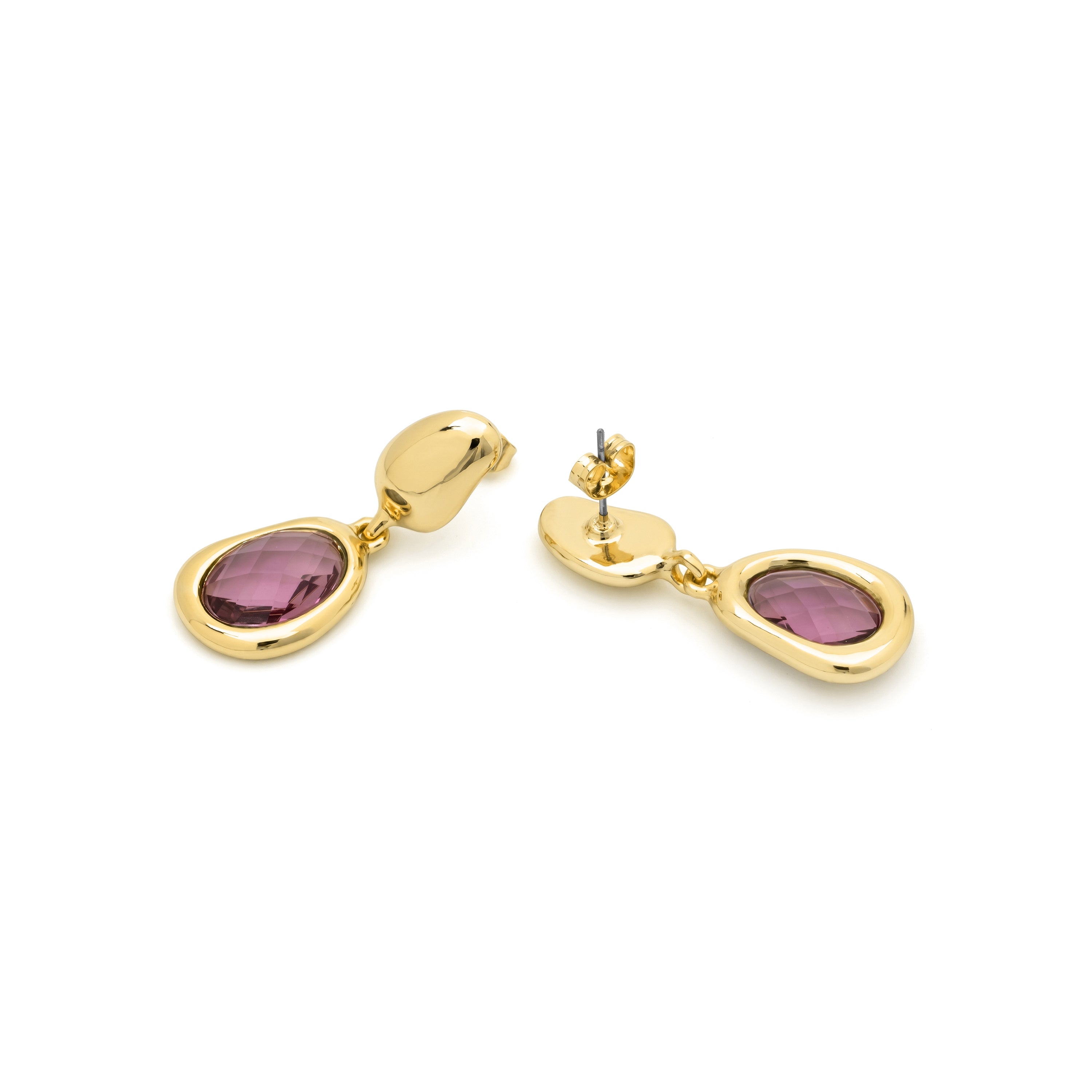 Pendientes de Cristal Morado acabado en oro amarillo de 18k - Rimya