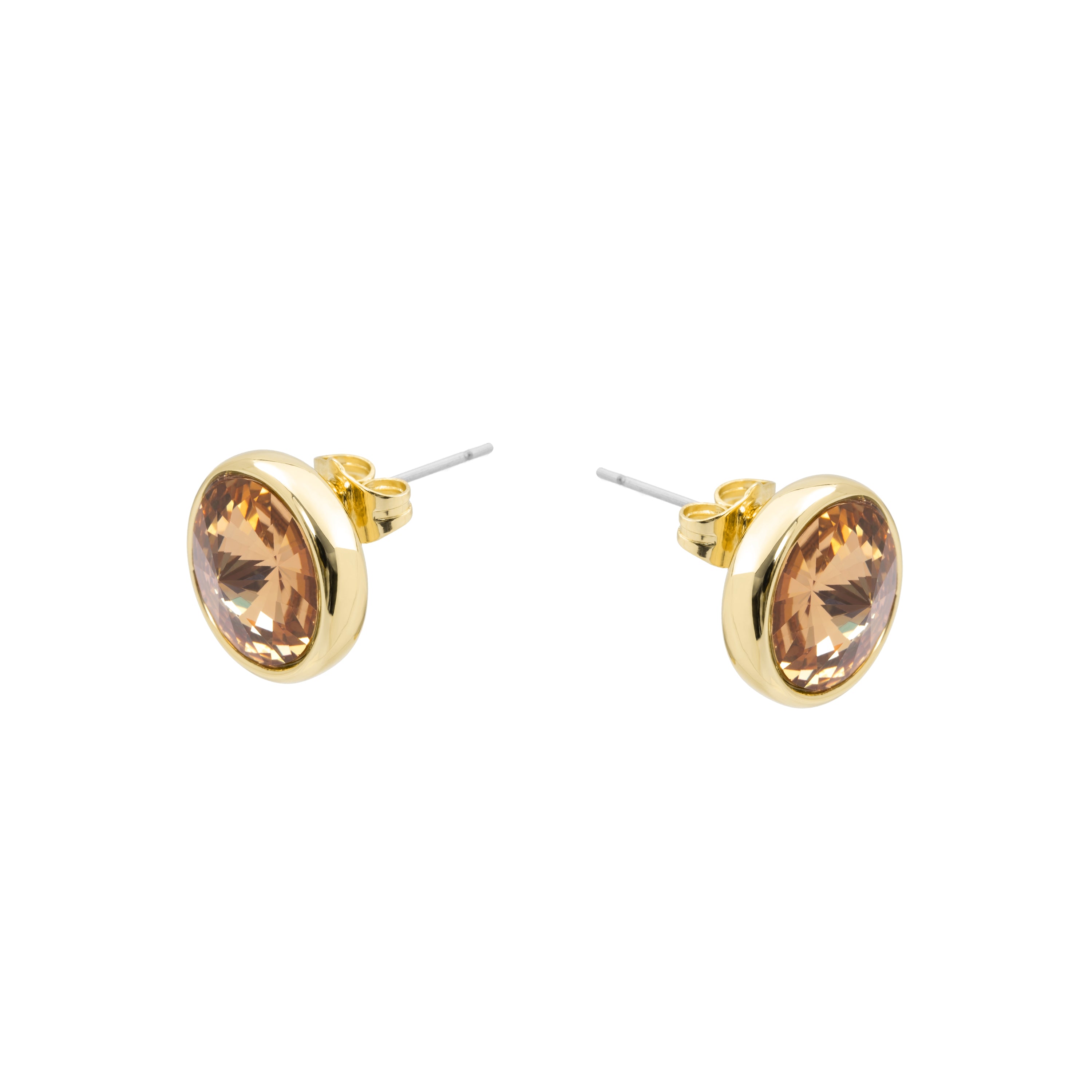 Orecchini in Cristallo Champagne con finitura in oro giallo 18k - Nufa