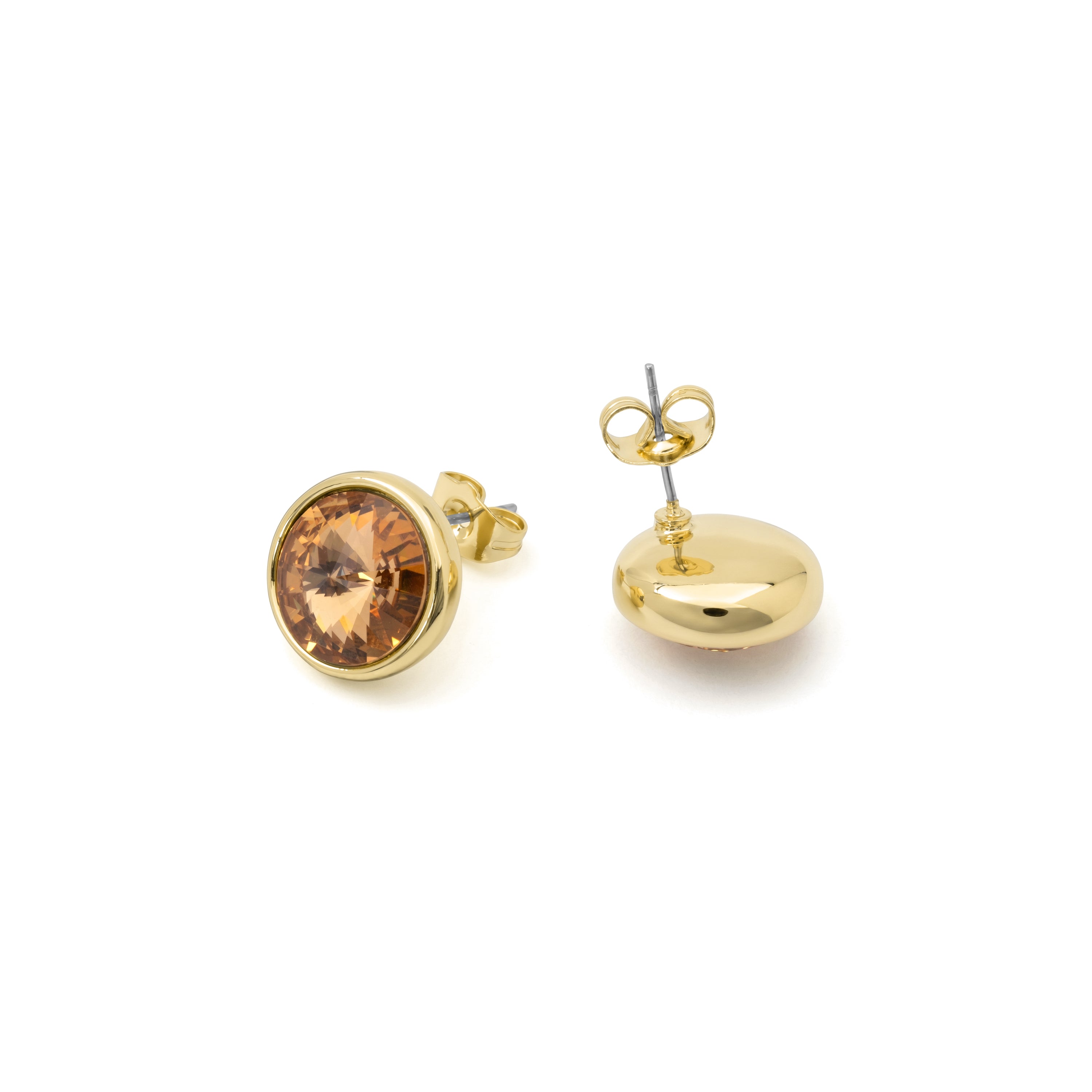 Orecchini in Cristallo Champagne con finitura in oro giallo 18k - Nufa